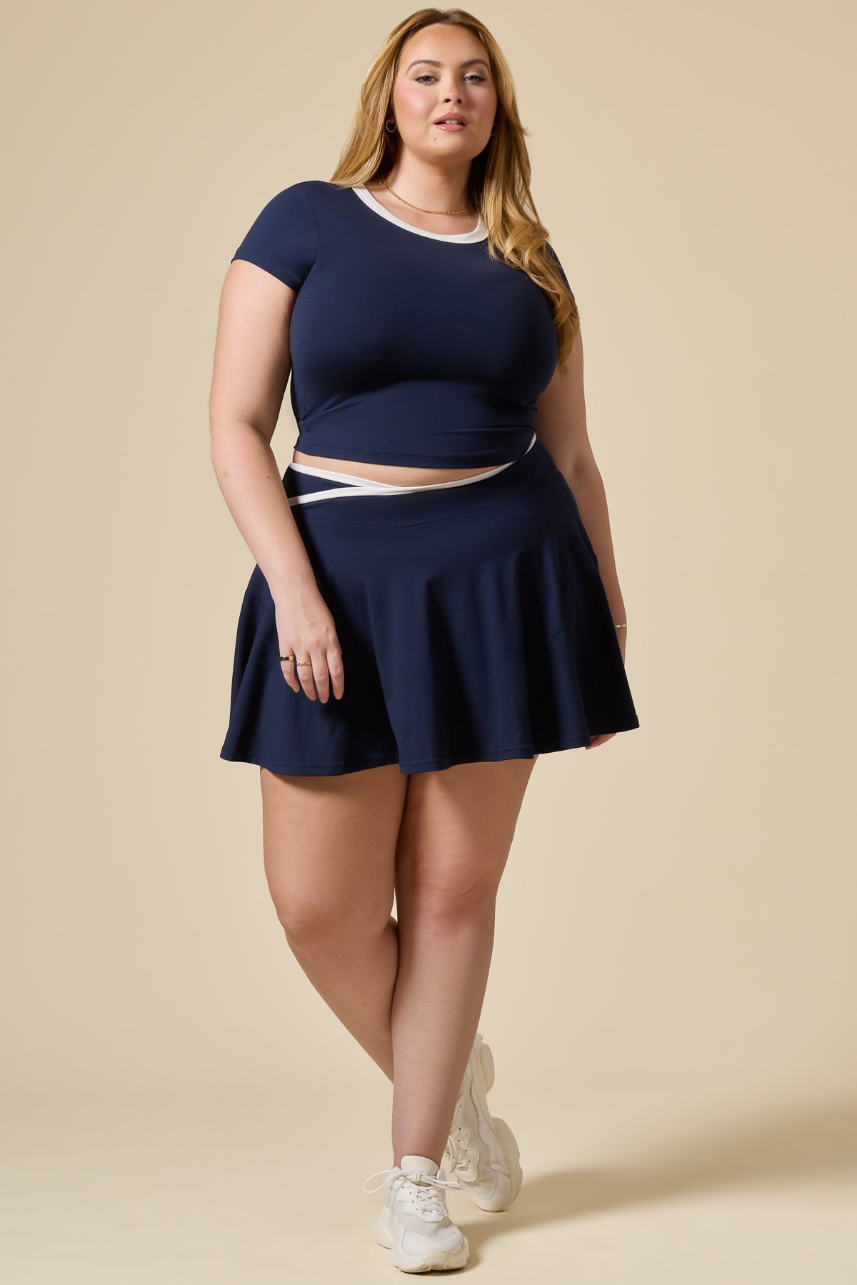 Call Me Baby Ringer Tee (Cropped) - Cosmic Navy Contrast
