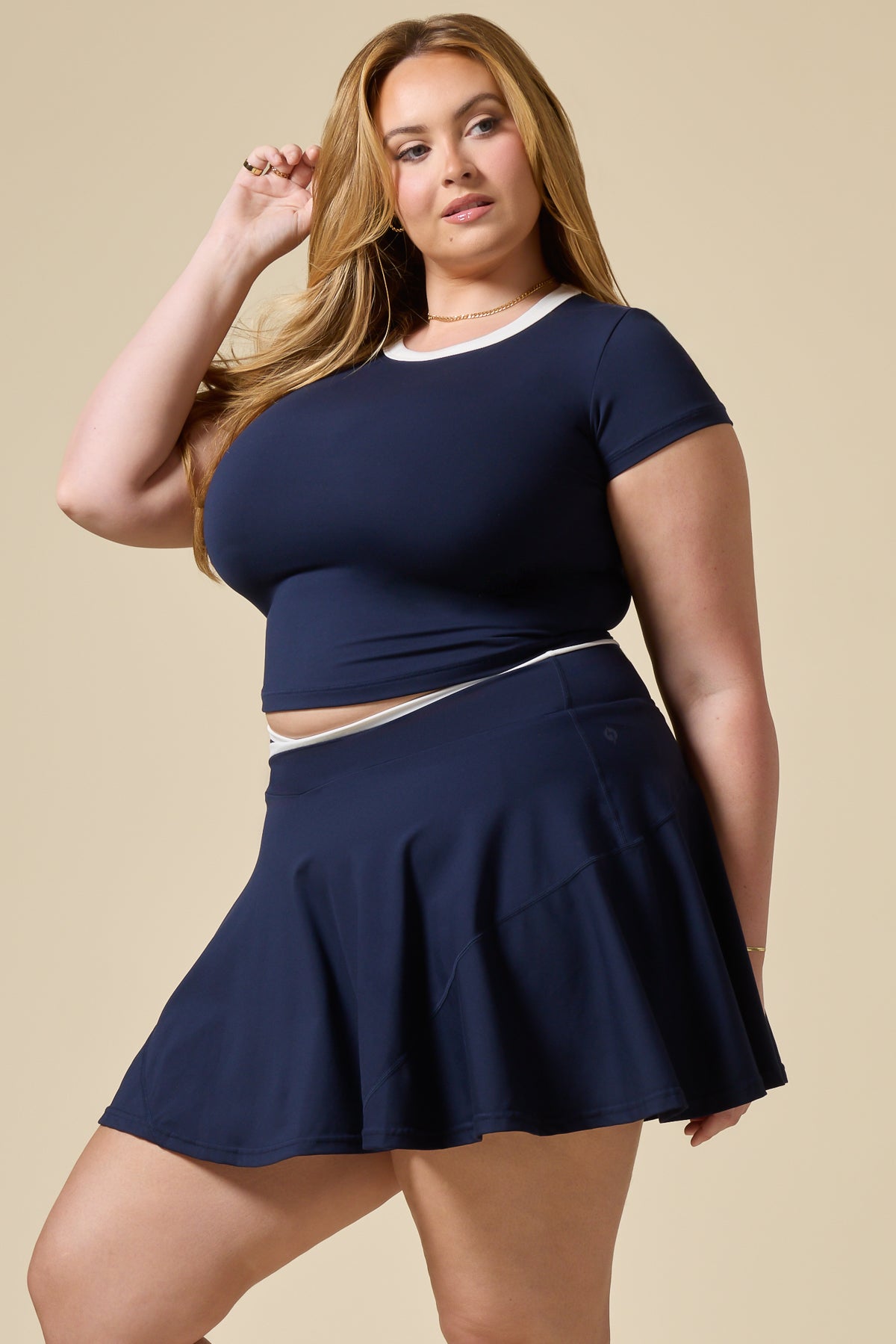 Call Me Baby Ringer Tee (Cropped) - Cosmic Navy Contrast