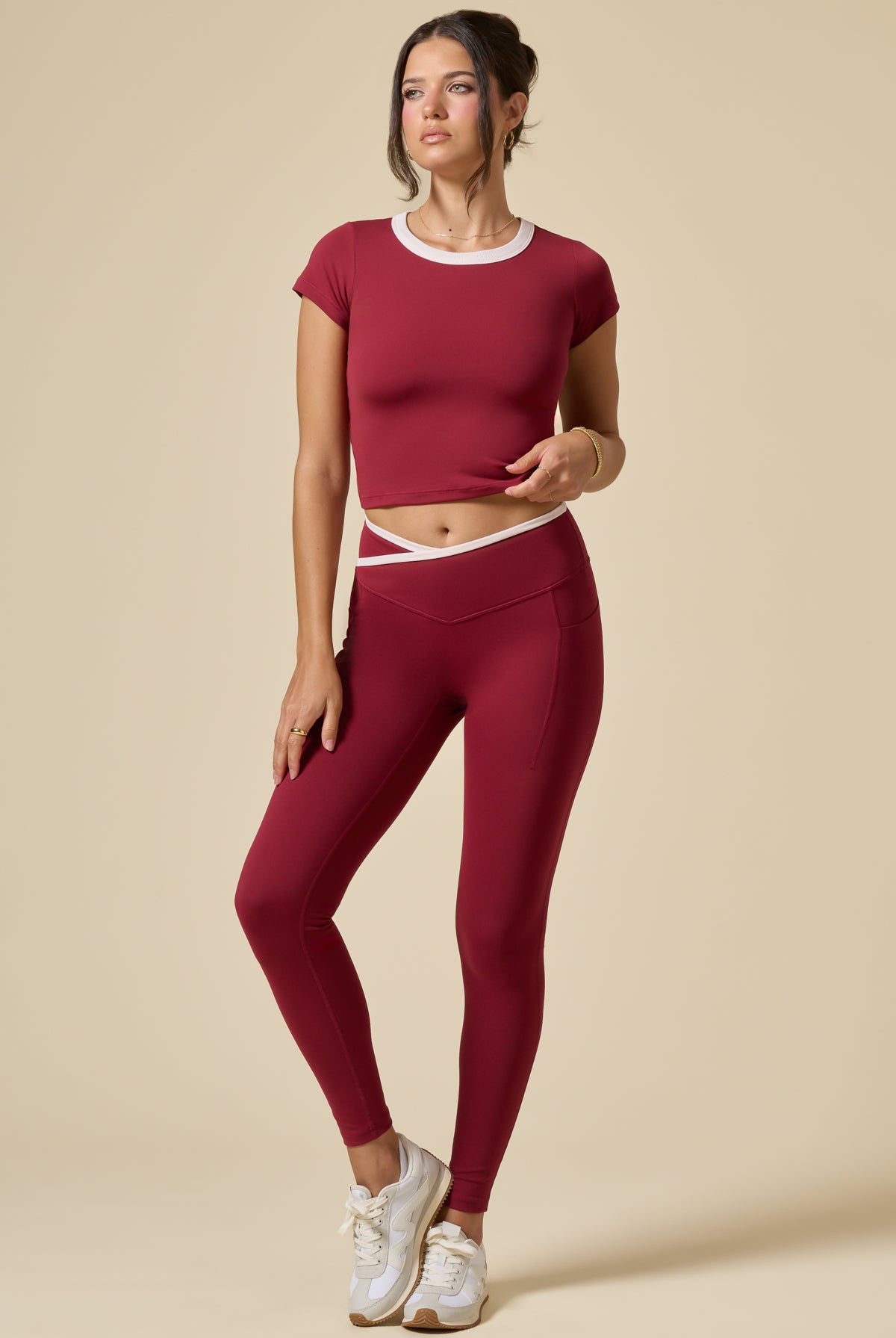 Call Me Baby Ringer Tee (Cropped) - Ruby Contrast