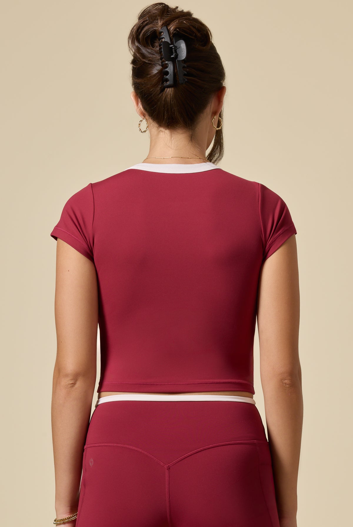 Call Me Baby Ringer Tee (Cropped) - Ruby Contrast