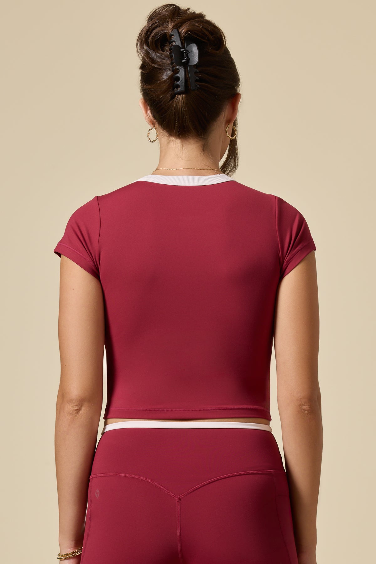 Call Me Baby Ringer Tee (Cropped) - Ruby Contrast