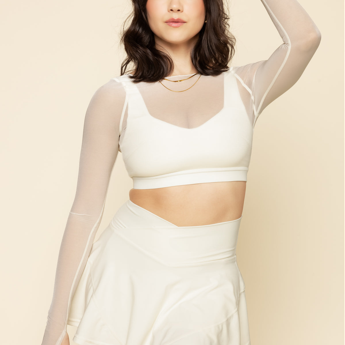 Coquette Long Sleeve Mesh Bra - Ivory