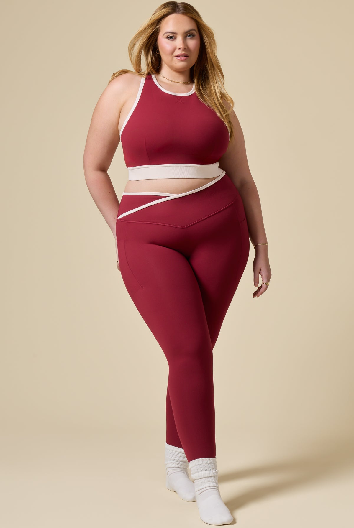 Sweat Sesh Crop Top - Ruby Contrast