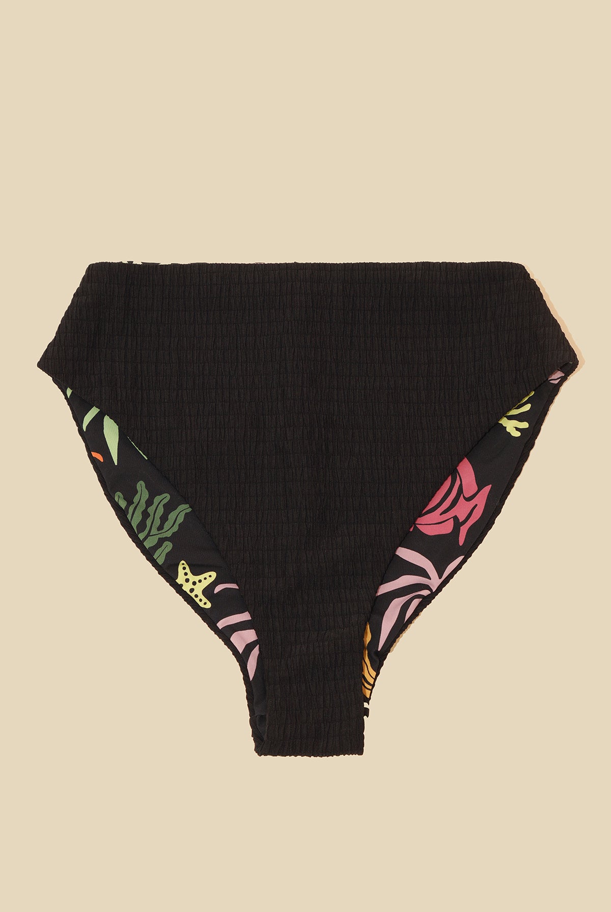 High Tide Reversible Cheeky Bikini Bottom - Black Dilly