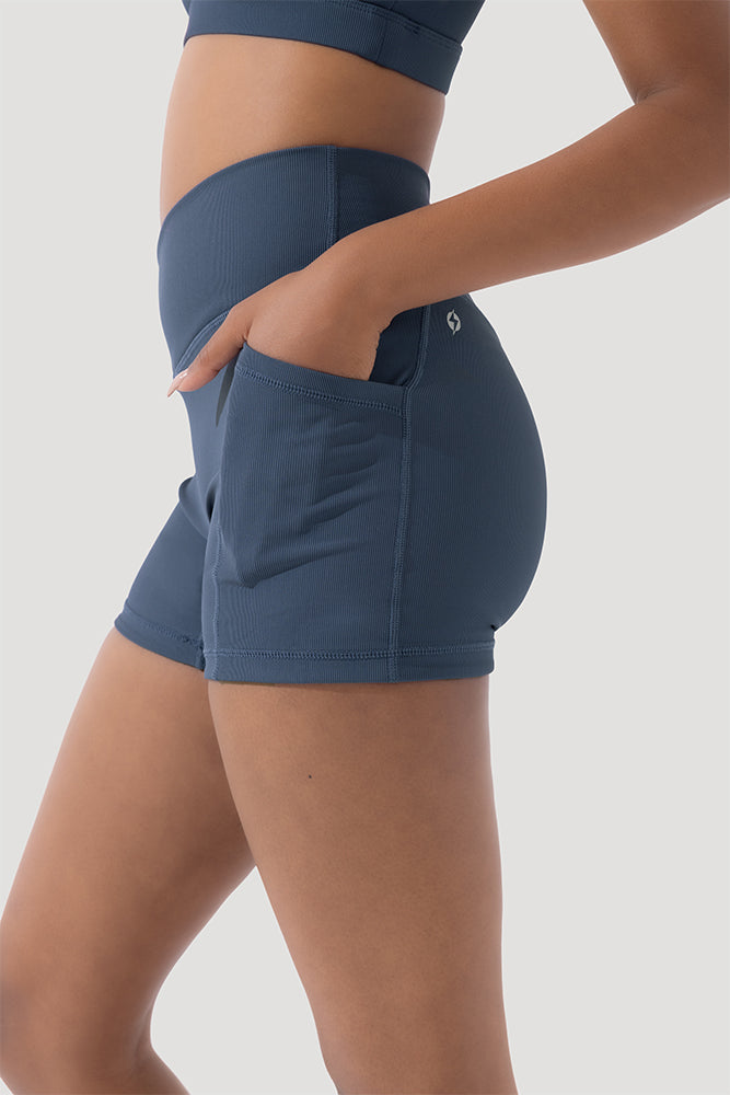 Crisscross Hourglass® Midi Shorts with Pockets (Ribbed) - Dark Navy
