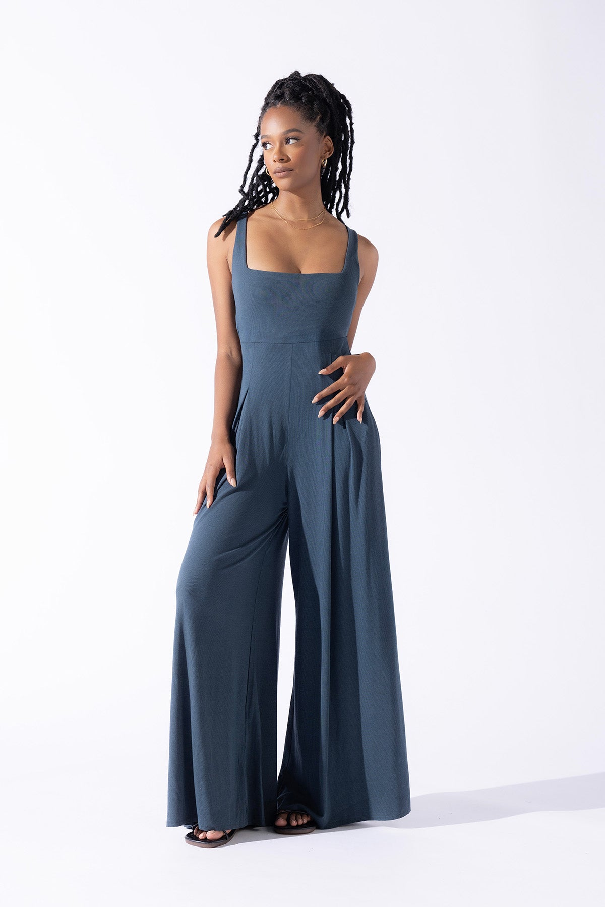 Go with the Flow Jumpsuit - Stormy Weather