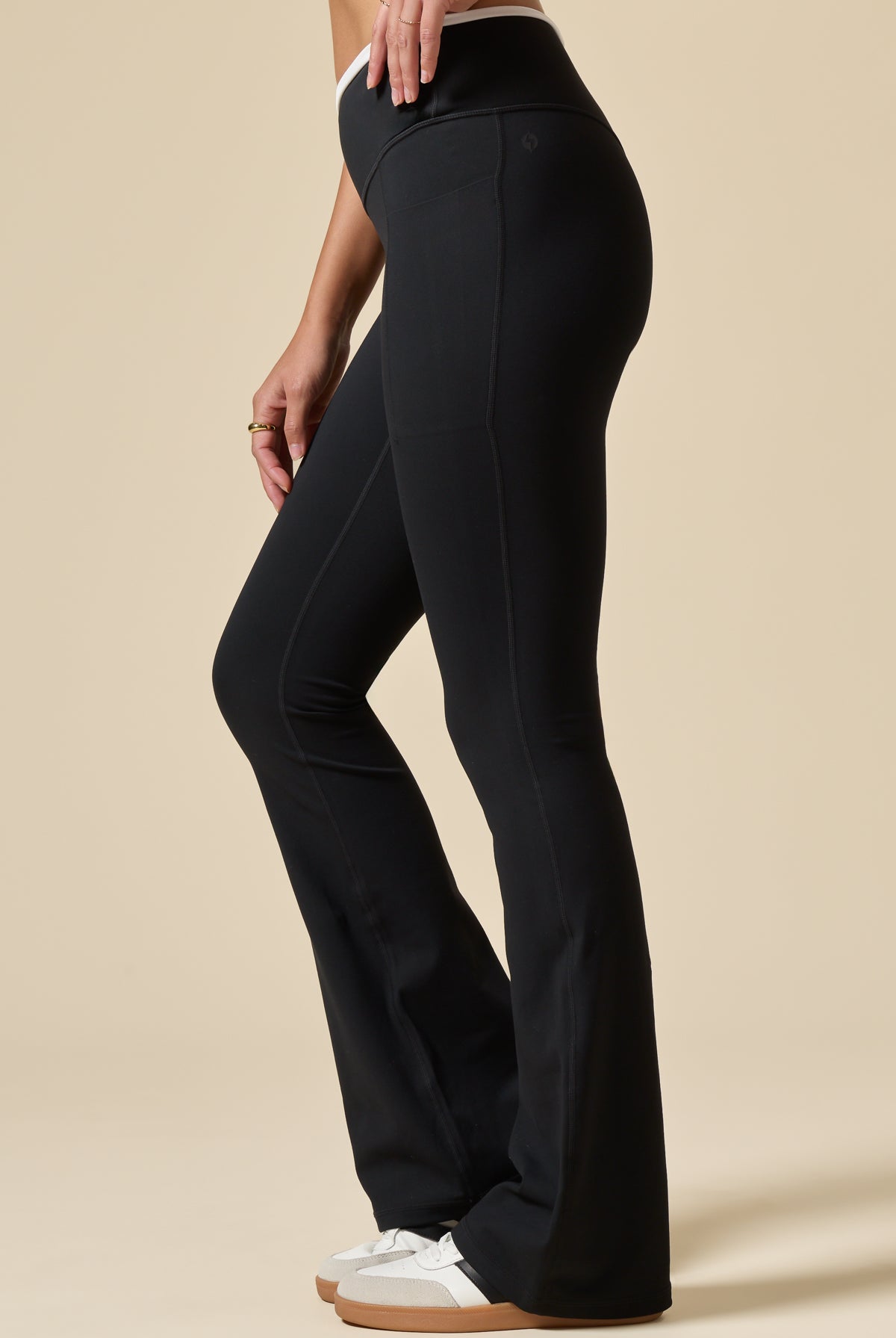 Crisscross Hourglass® Flared Legging with Pockets - Black Contrast