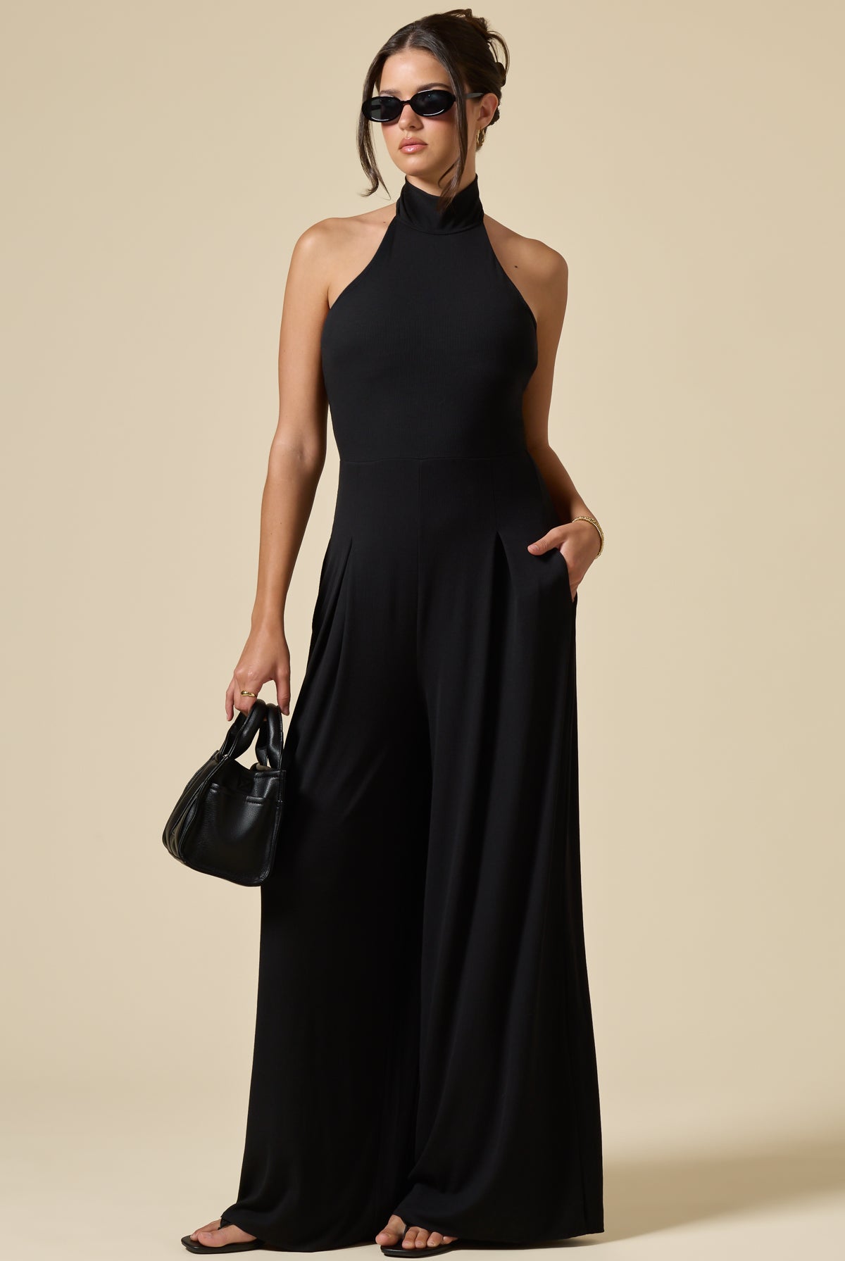 Mockneck Go With The Flow Jumpsuit - Black