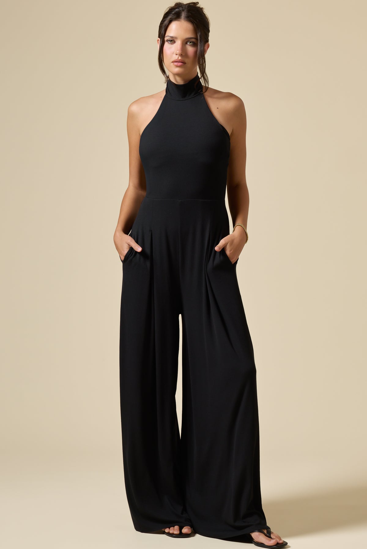 Mockneck Go With The Flow Jumpsuit - Black