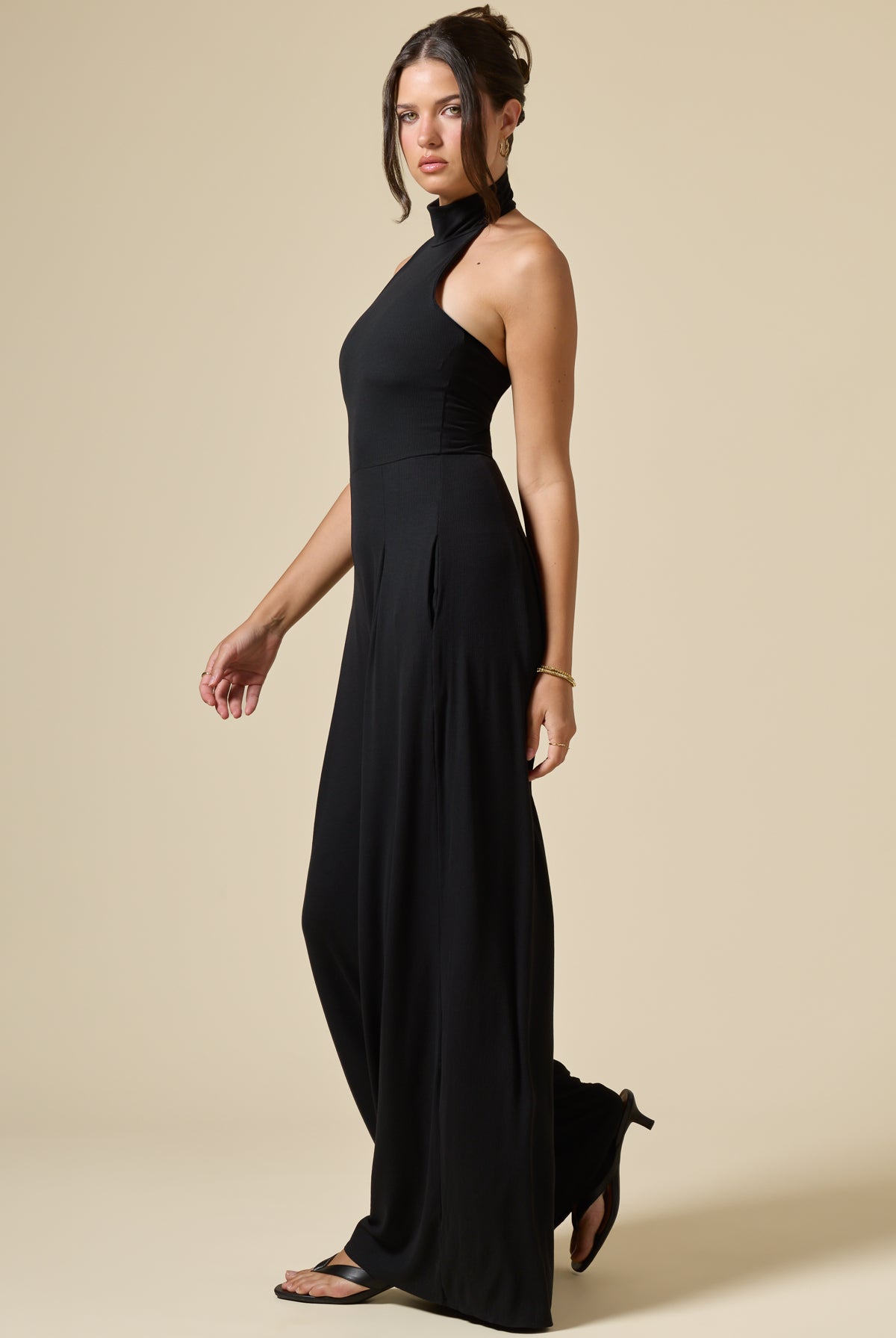 Mockneck Go With The Flow Jumpsuit - Black