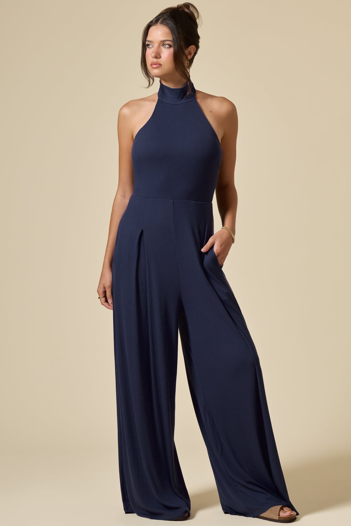 Mockneck Go With The Flow Jumpsuit - True Navy