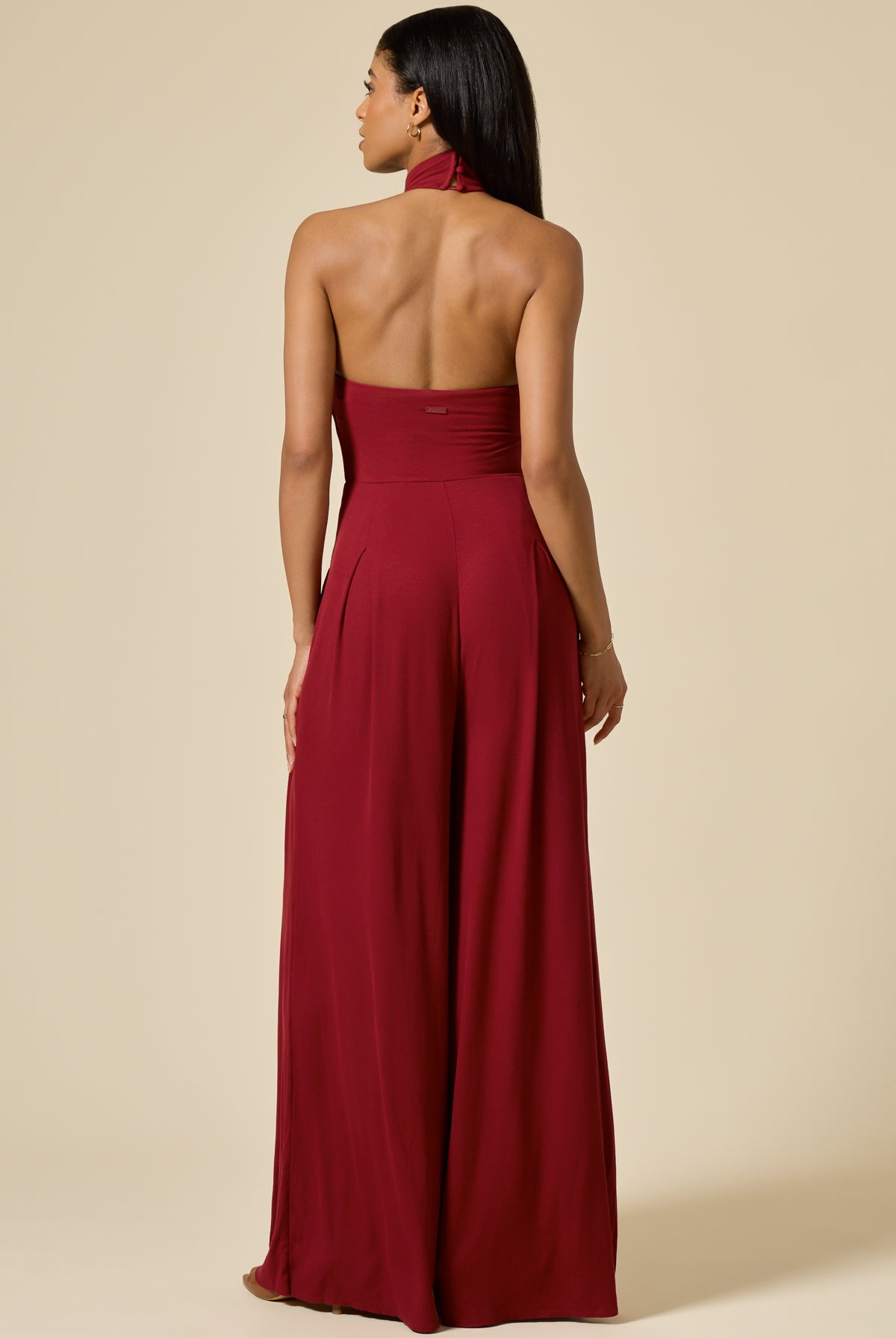 Mockneck Go With The Flow Jumpsuit - Deep Cherry