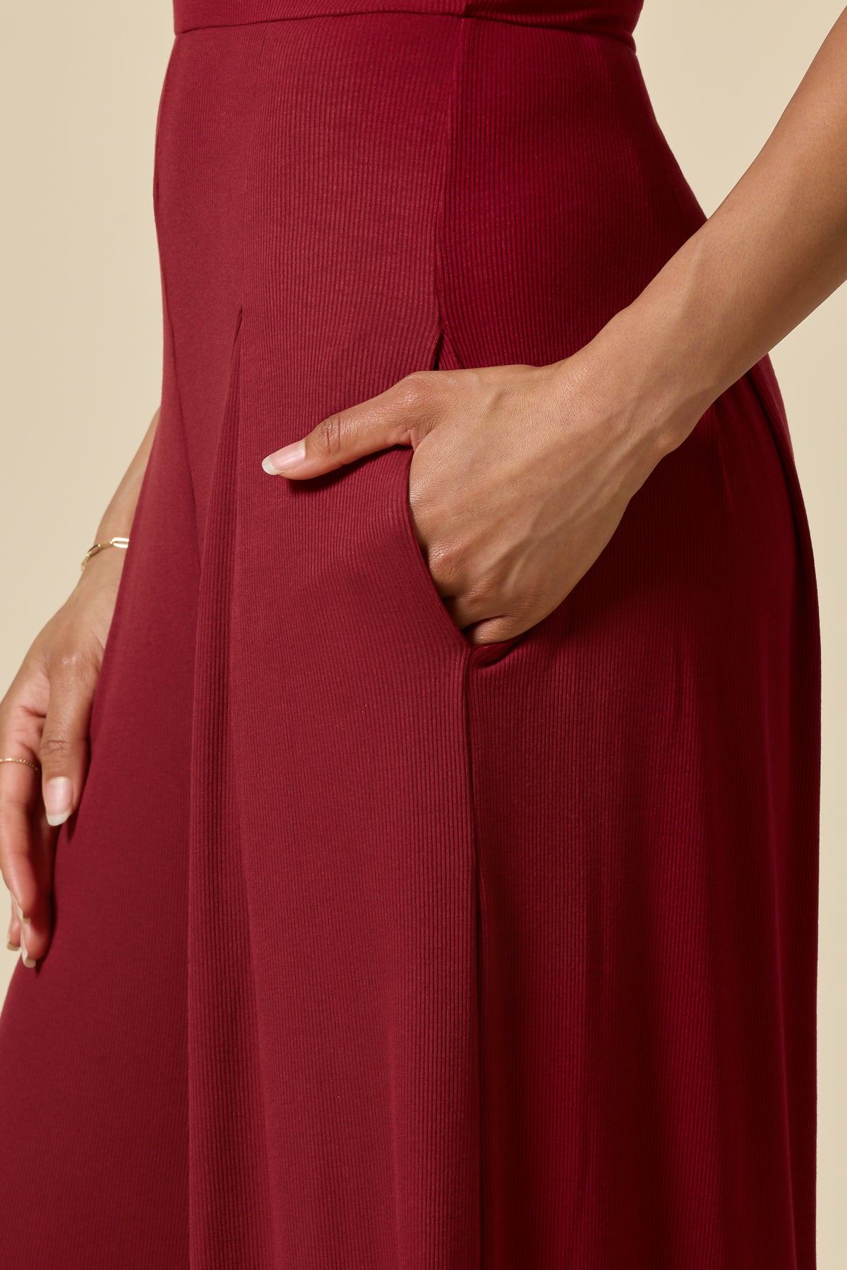 Mockneck Go With The Flow Jumpsuit - Deep Cherry
