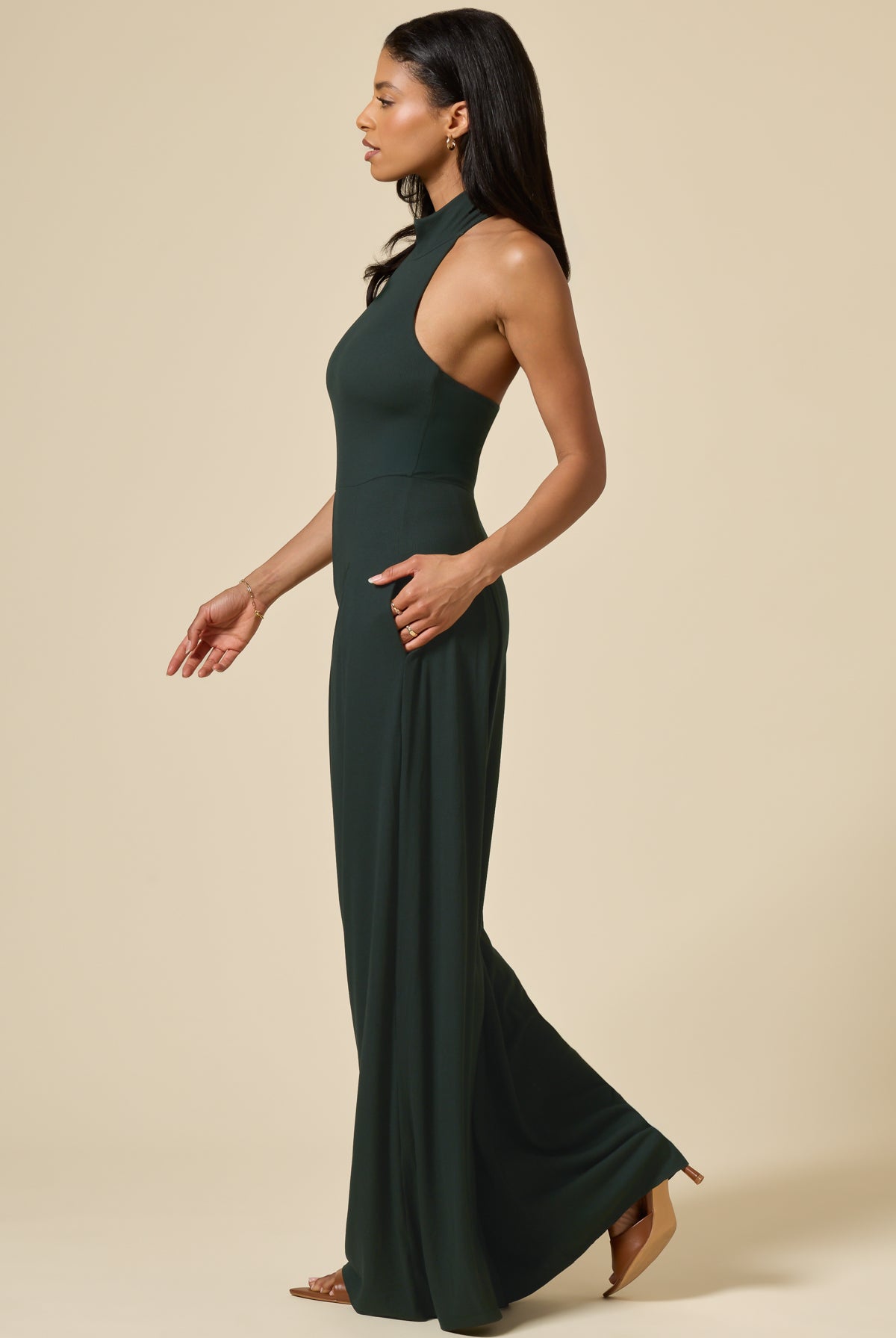 Mockneck Go With The Flow Jumpsuit - Deep Forest