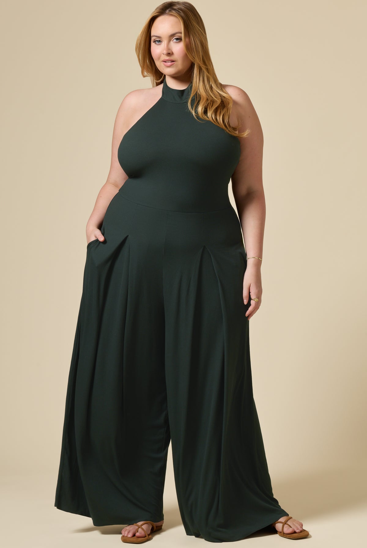Mockneck Go With The Flow Jumpsuit - Deep Forest