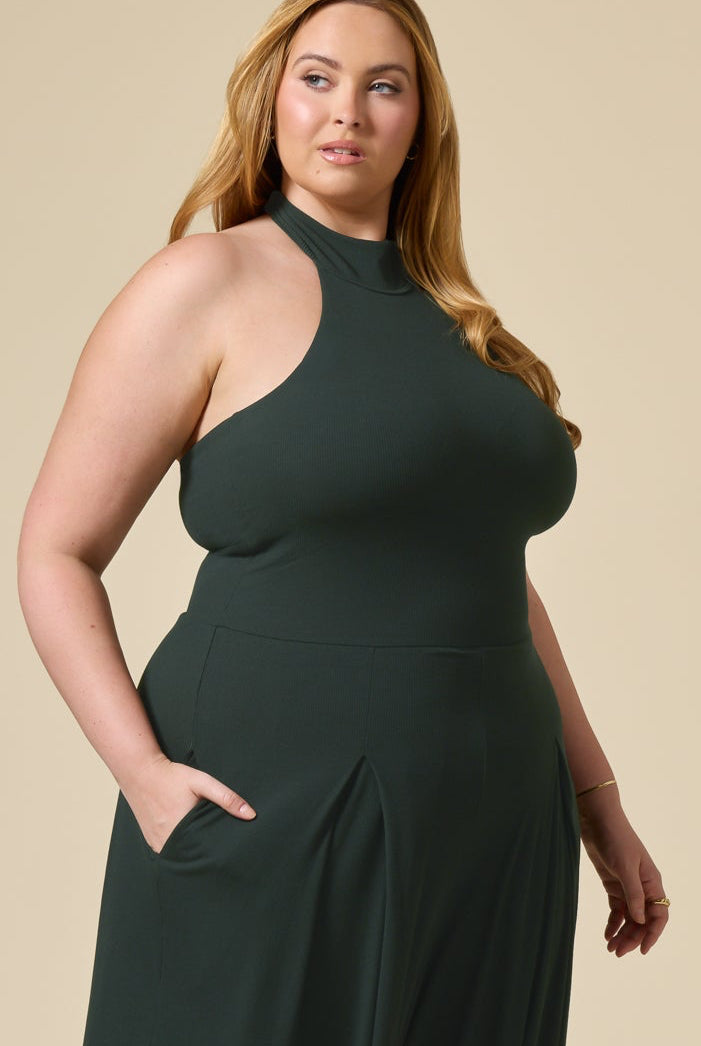 Mockneck Go With The Flow Jumpsuit - Deep Forest