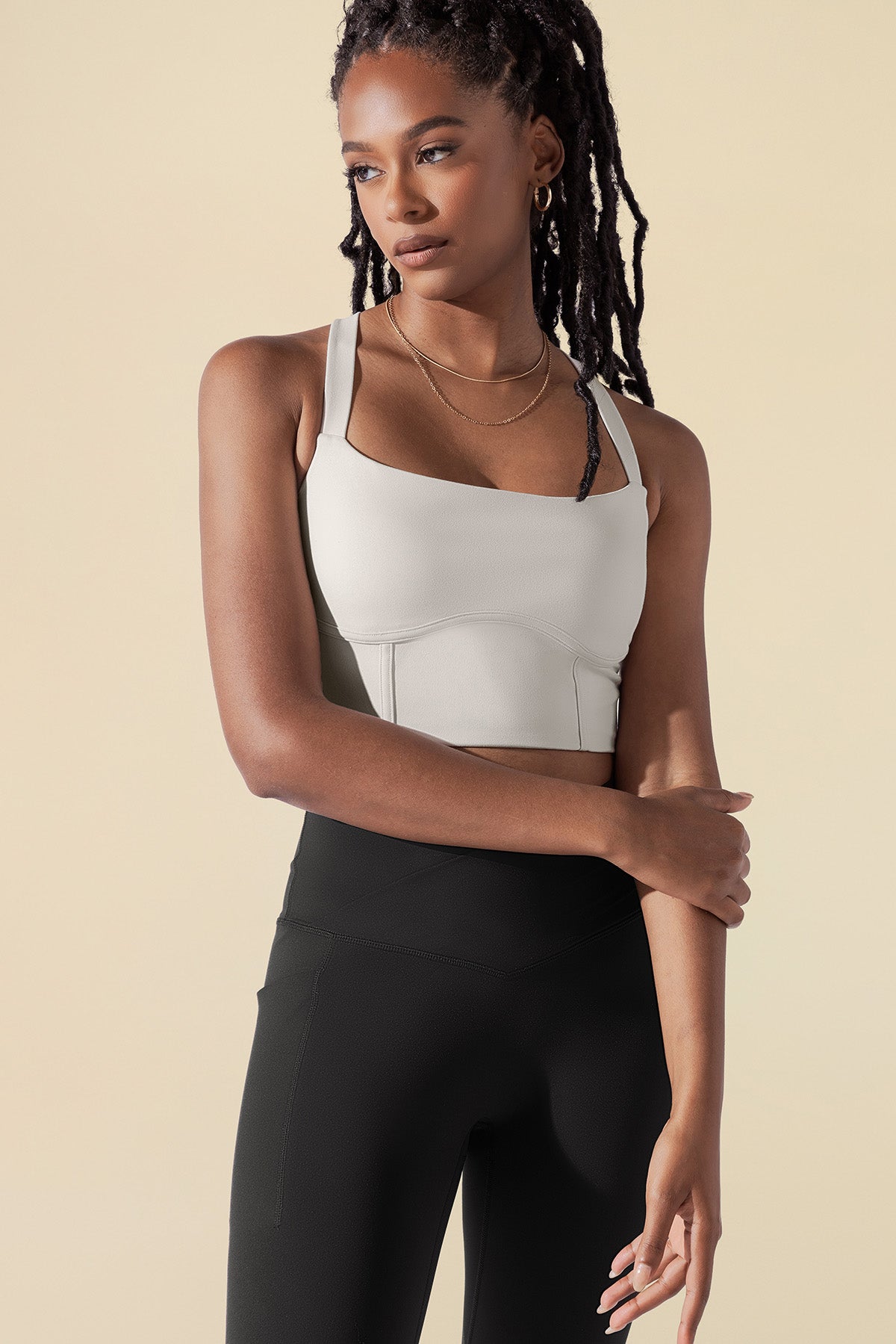 Daphne Corset Crop Top - Light Sand