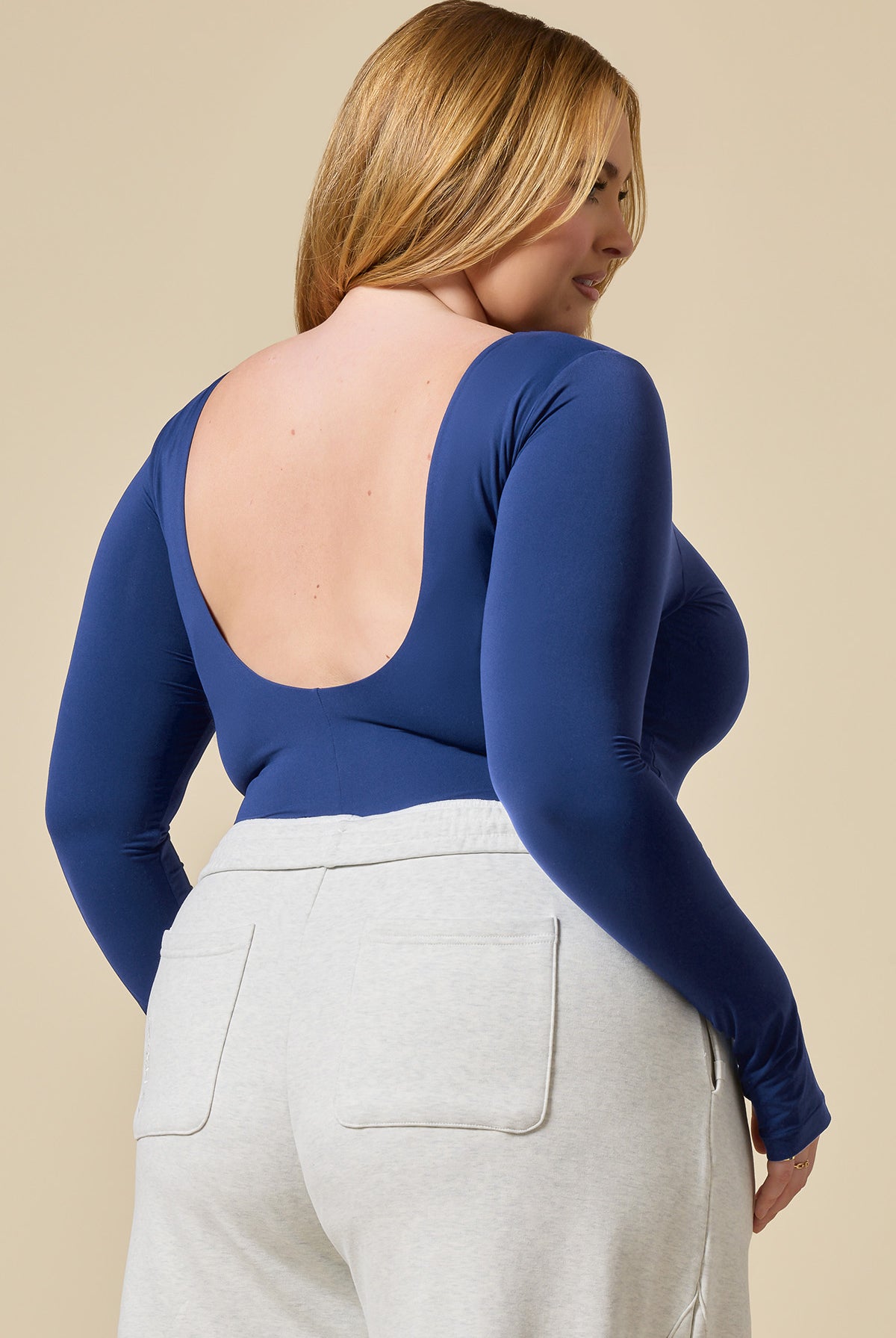 Next to Nothing Low Back Bodysuit - Cosmic Navy