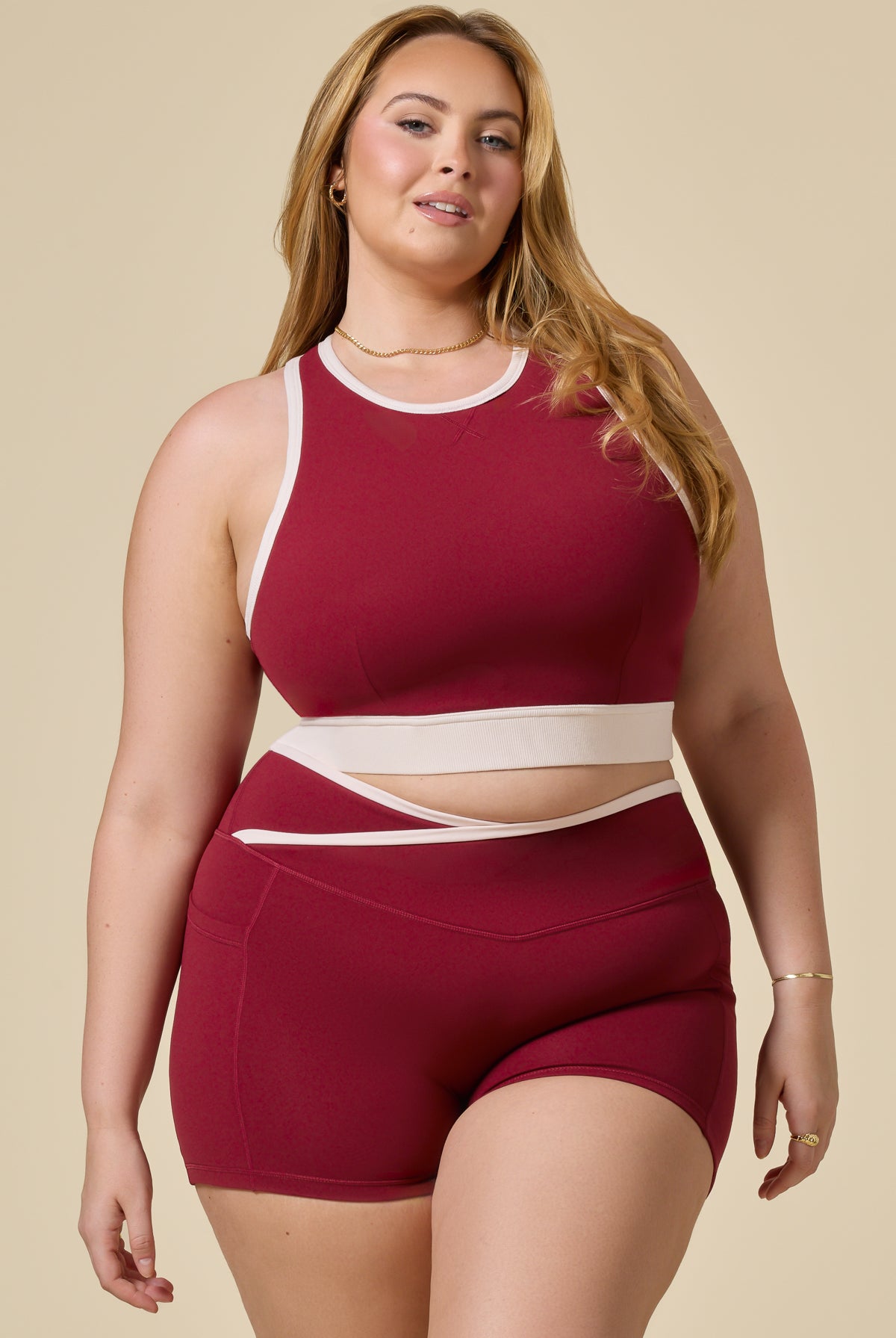 Crisscross Hourglass® Booty Short with Pockets - Ruby Contrast