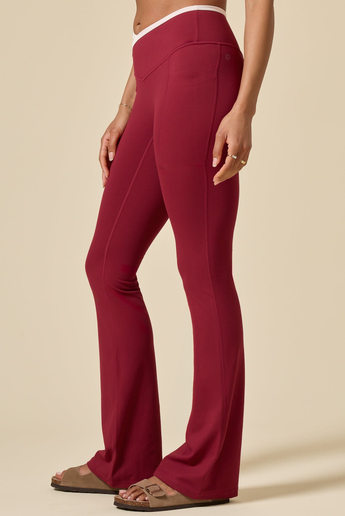 Crisscross Hourglass® Flared Legging with Pockets - Ruby Contrast