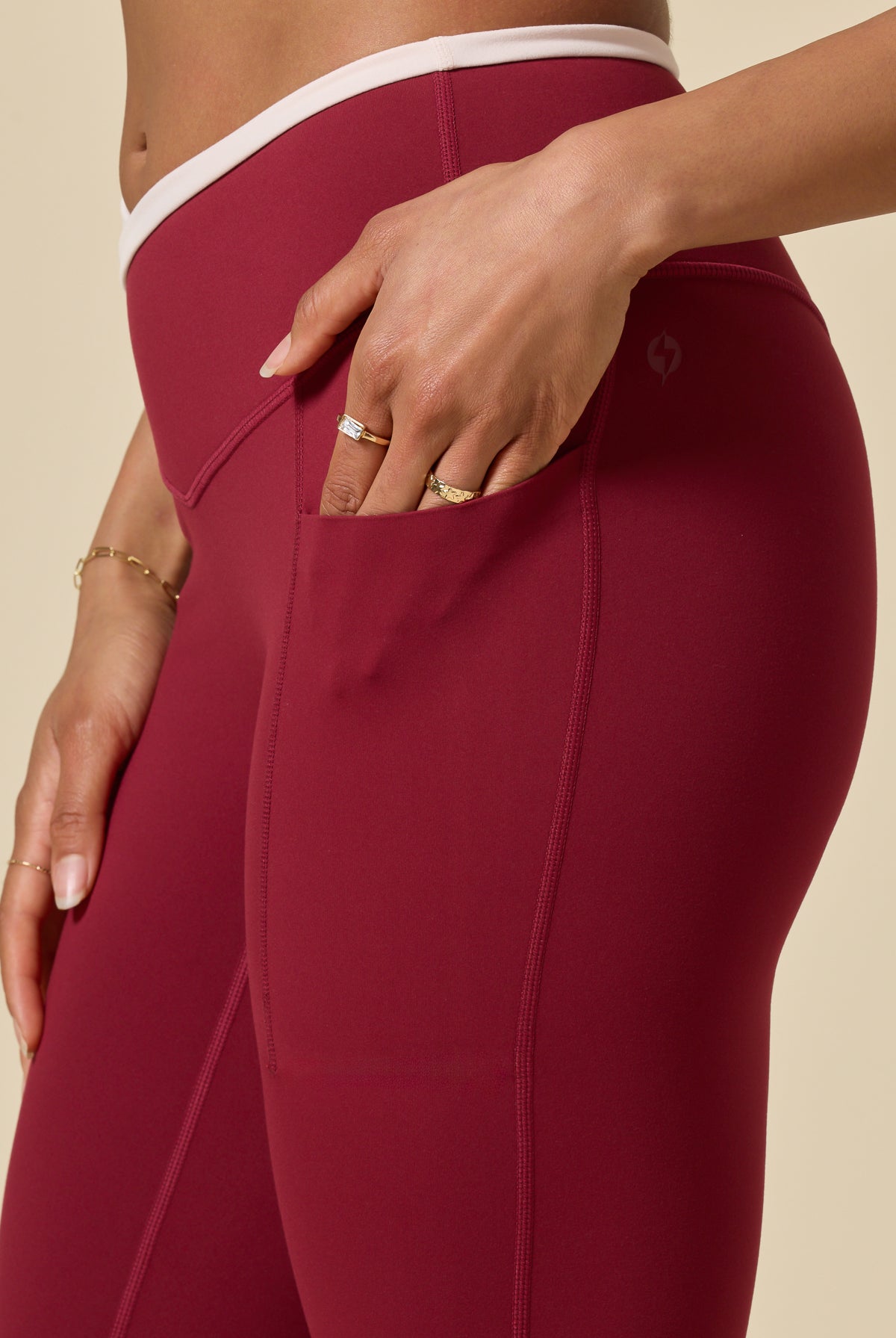 Crisscross Hourglass® Flared Legging with Pockets - Ruby Contrast