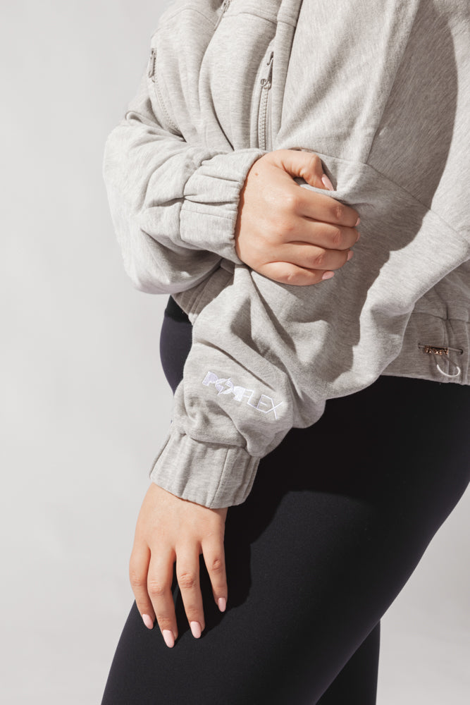 Half Zip Warm Up Hoodie - Grey Heather