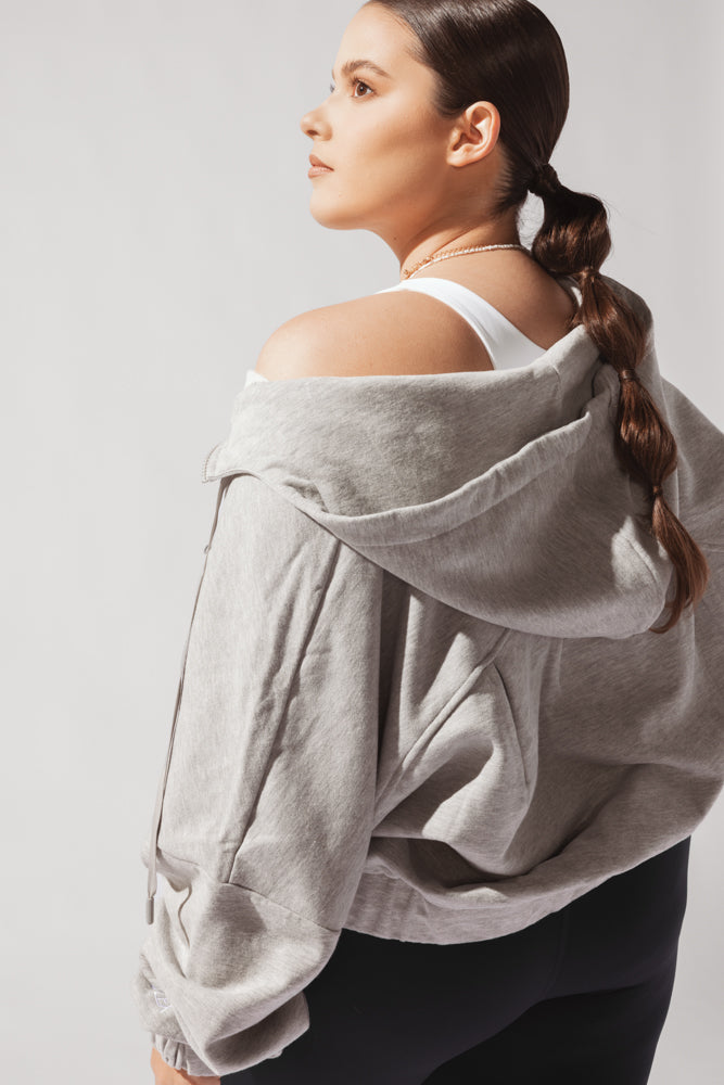 Half Zip Warm Up Hoodie - Grey Heather
