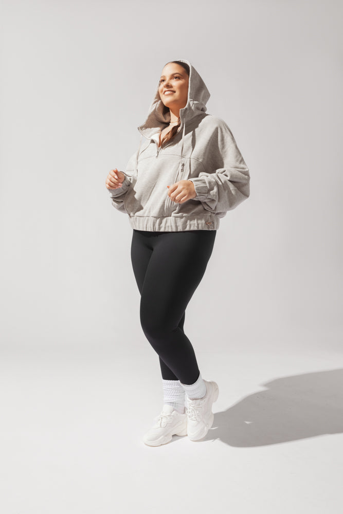 Half Zip Warm Up Hoodie - Grey Heather