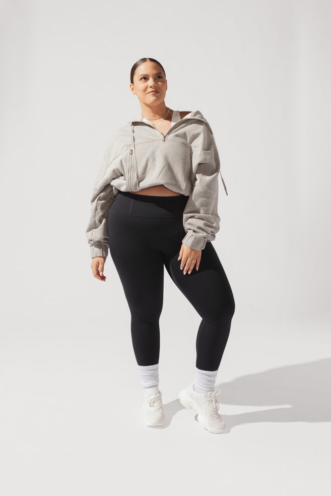 Half Zip Warm Up Hoodie - Grey Heather