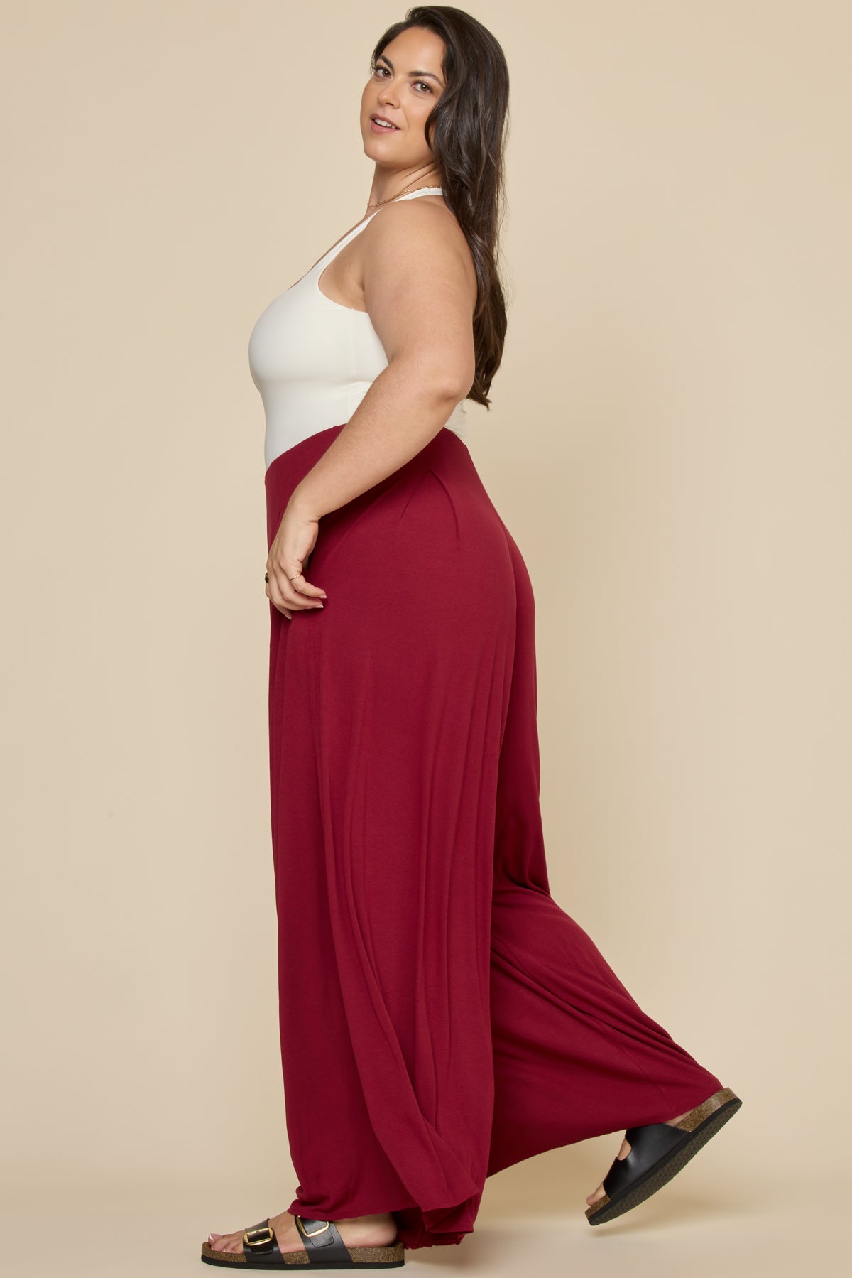 Go with the Flow Wide Leg Pant - Deep Cherry – POPFLEX®