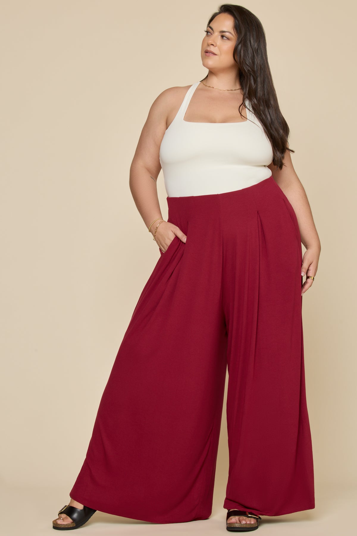 Go with the Flow Wide Leg Pant - Deep Cherry – POPFLEX®