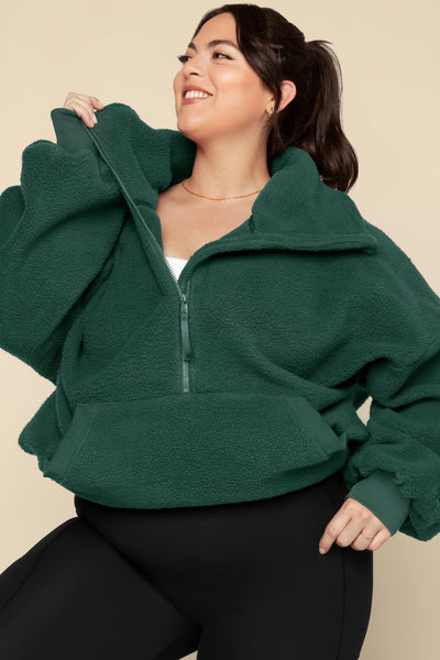 Big Hug Fleece Half Zip Sweater - Pine – POPFLEX®