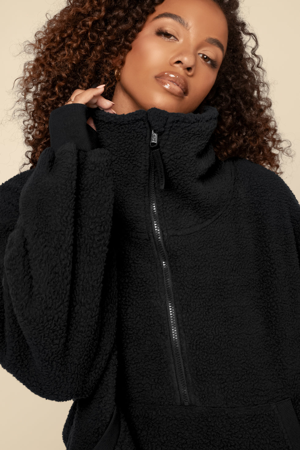 Big Hug Fleece Half Zip Sweater - Black – POPFLEX®
