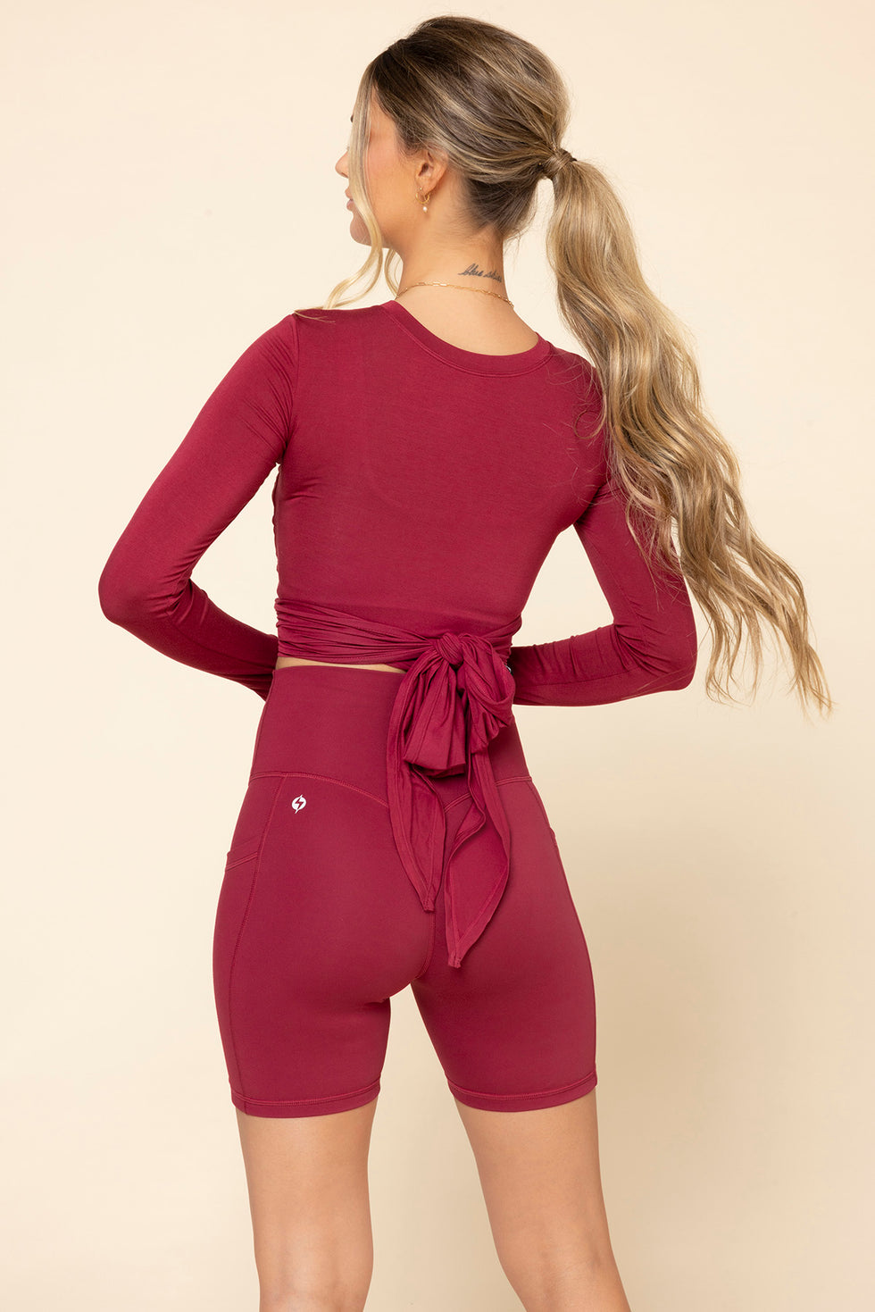 Bow Back Reversible Long Sleeve Top - Ruby – POPFLEX®