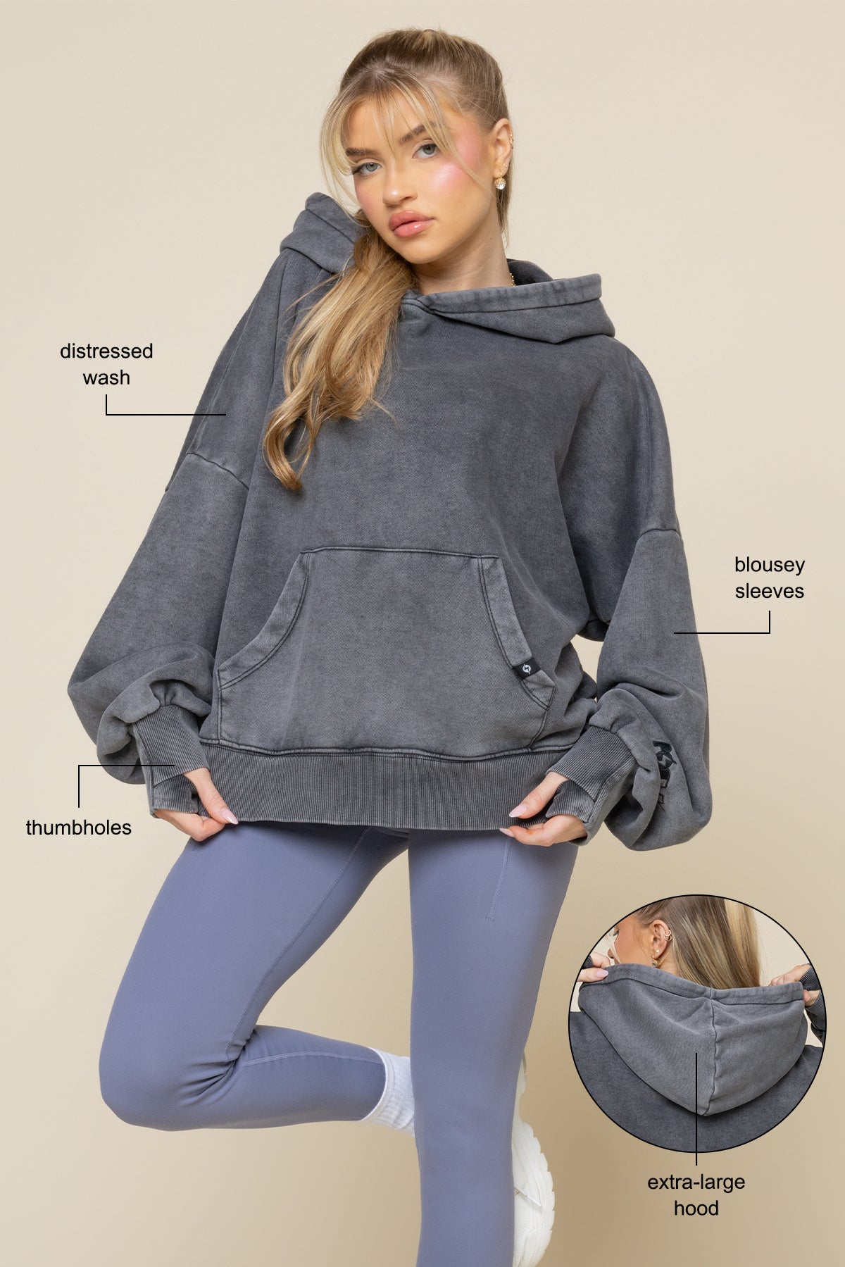 Boxy Boyfriend Hoodie - Vintage Blue Mist – POPFLEX®