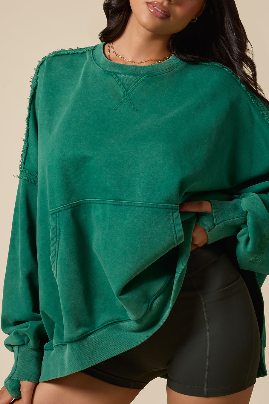 Boxy Cotton Crewneck - Vintage Jade