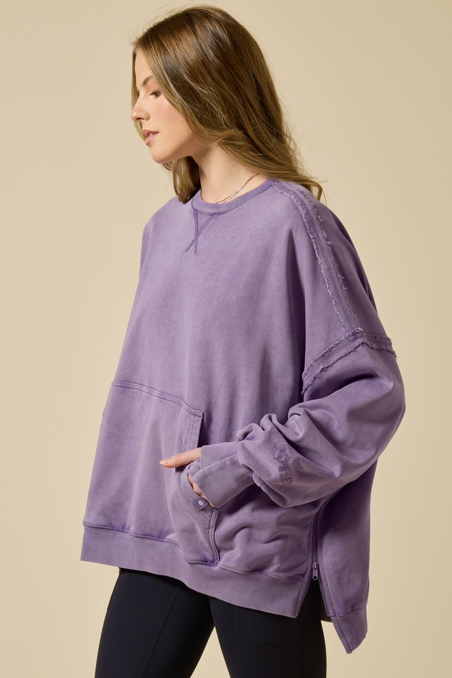 Boxy Cotton Crewneck - Vintage Purple