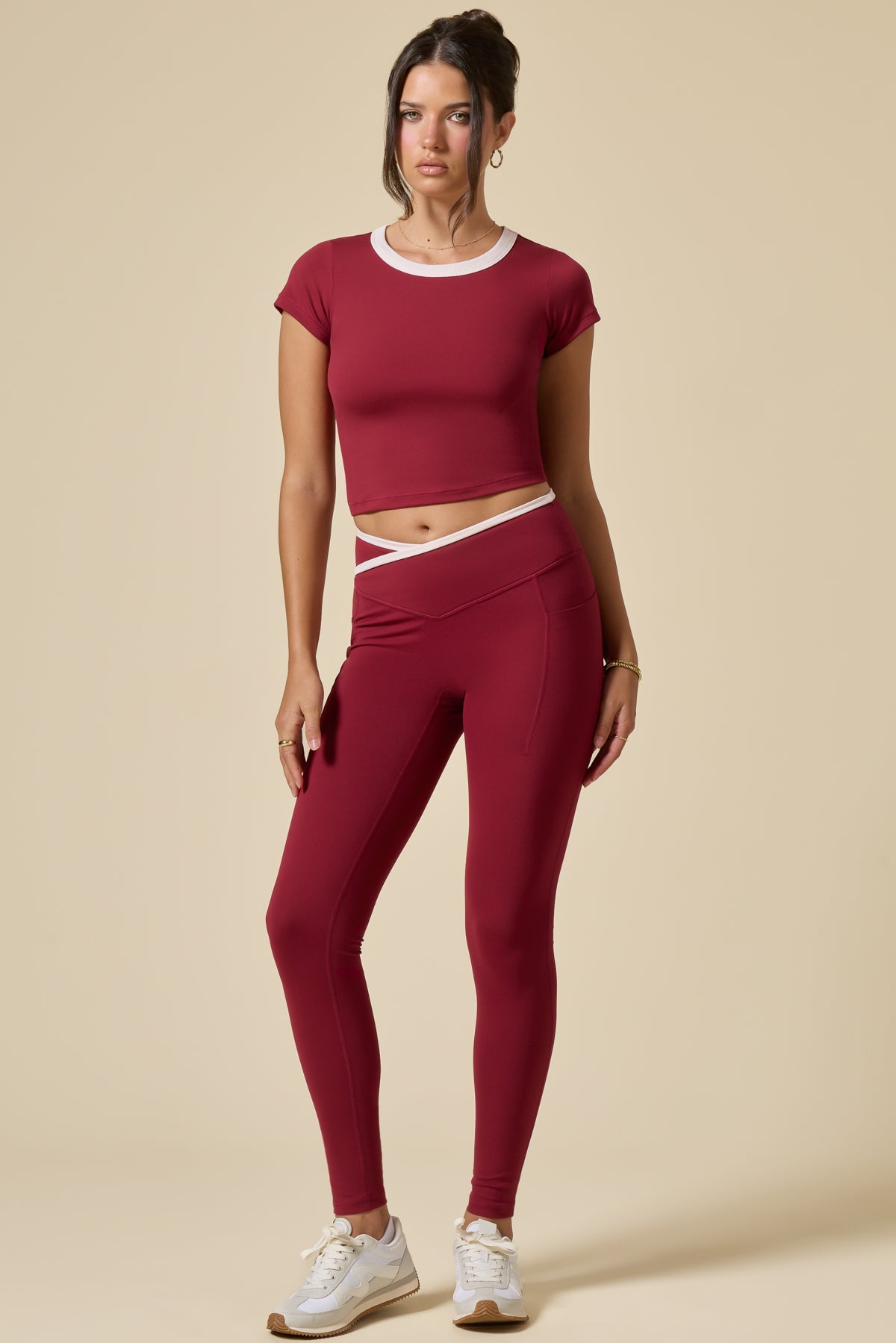Crisscross Hourglass® Legging with Pockets - Ruby Contrast