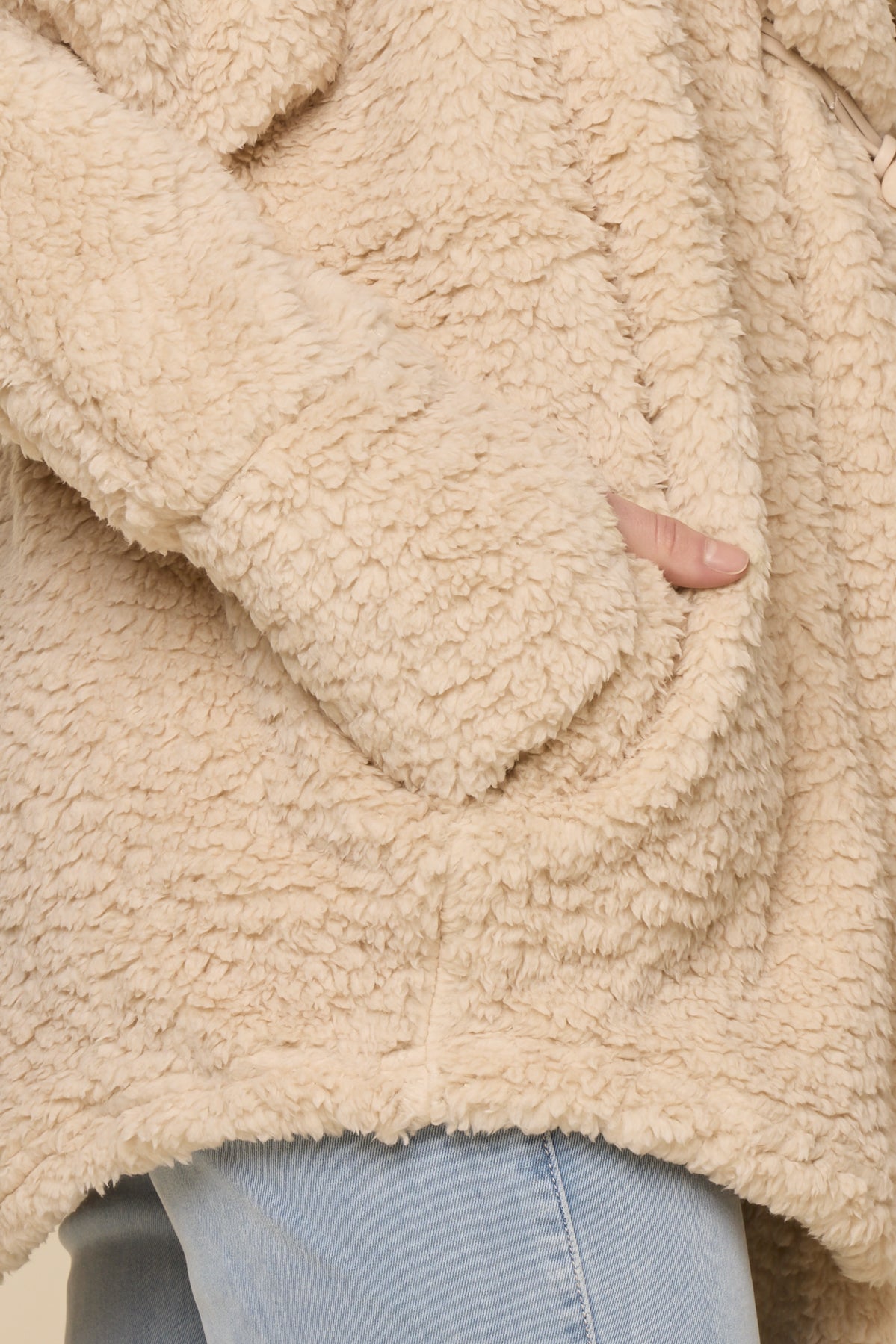 Faux Sherpa Cocoon Coat - Taupe – POPFLEX®