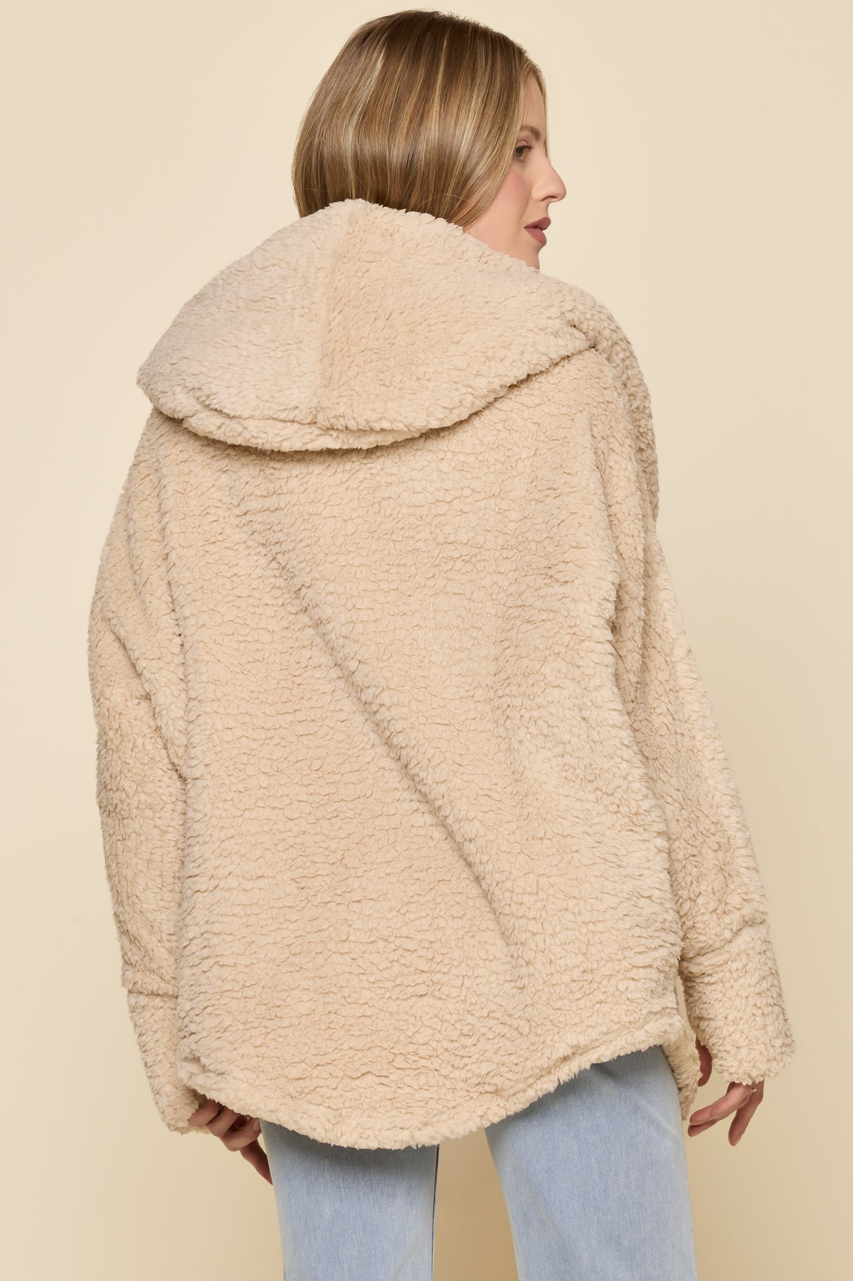 Faux Sherpa Cocoon Coat - Taupe – POPFLEX® Faux Sherpa Cocoon Coat - Taupe – POPFLEX®