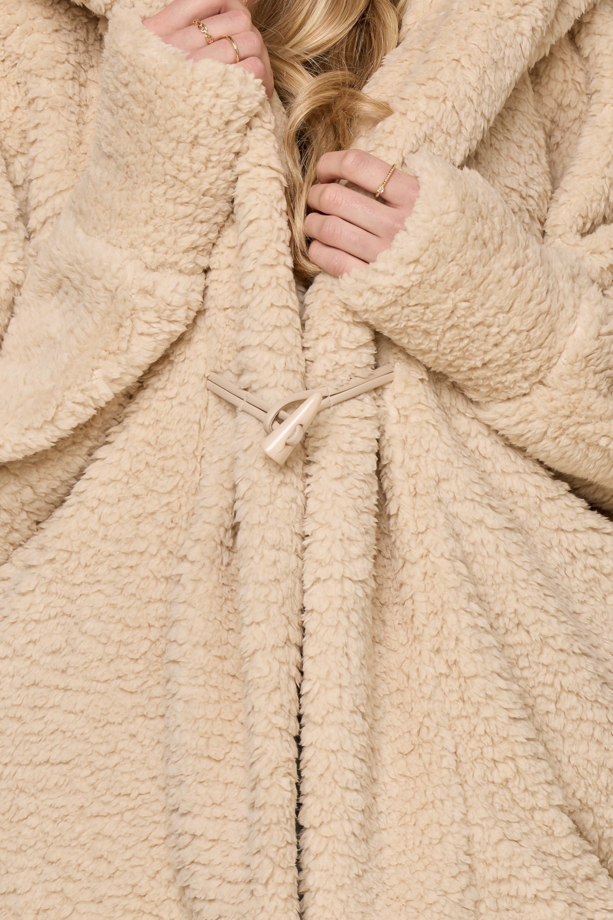 Faux Sherpa Cocoon Coat - Taupe – POPFLEX®
