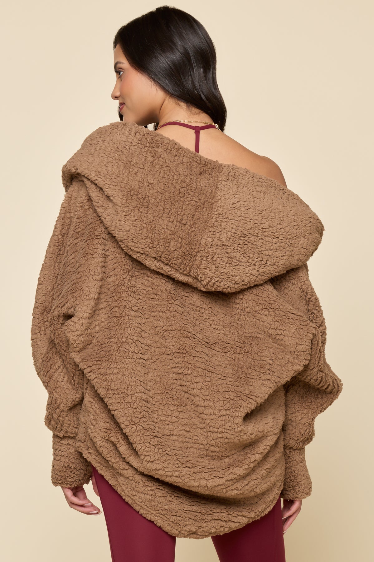 Faux Sherpa Cocoon Coat - Teddy Bear Brown – POPFLEX®