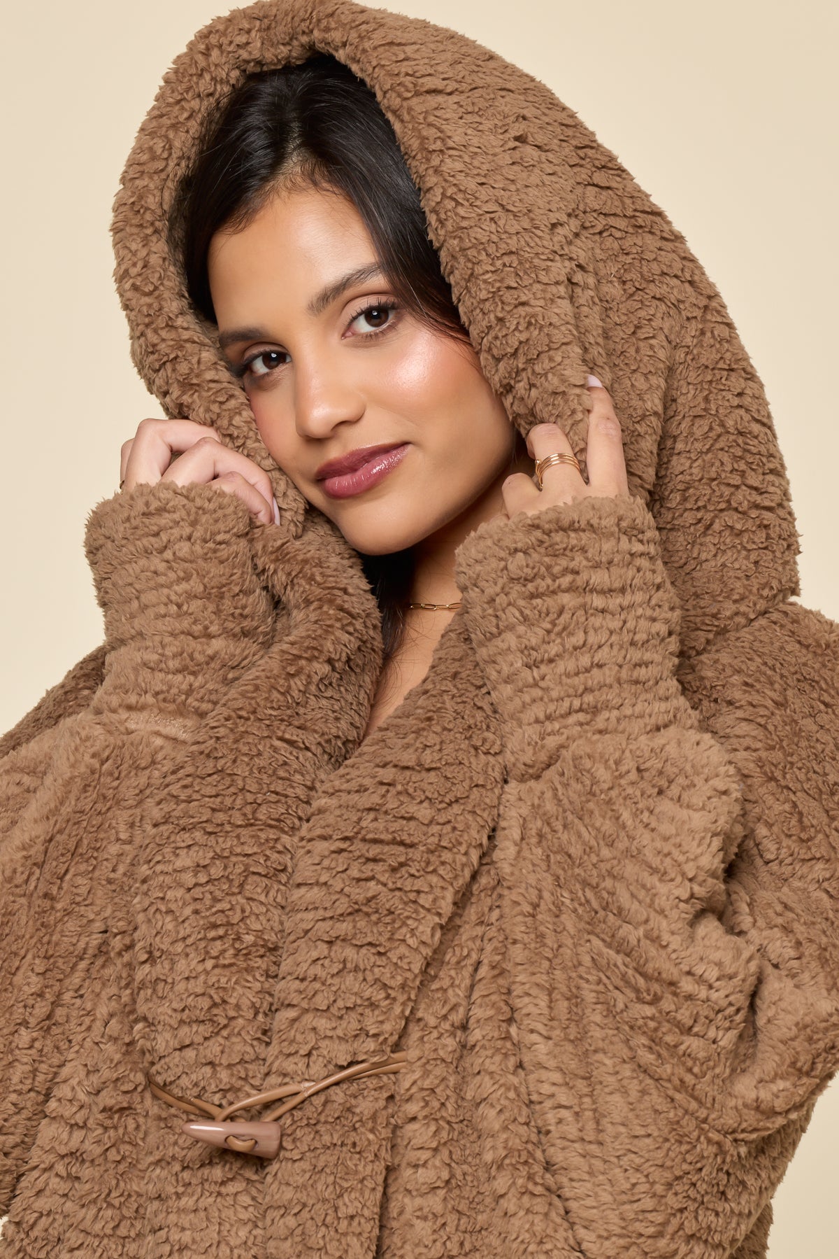 Faux Sherpa Cocoon Coat - Teddy Bear Brown – POPFLEX®