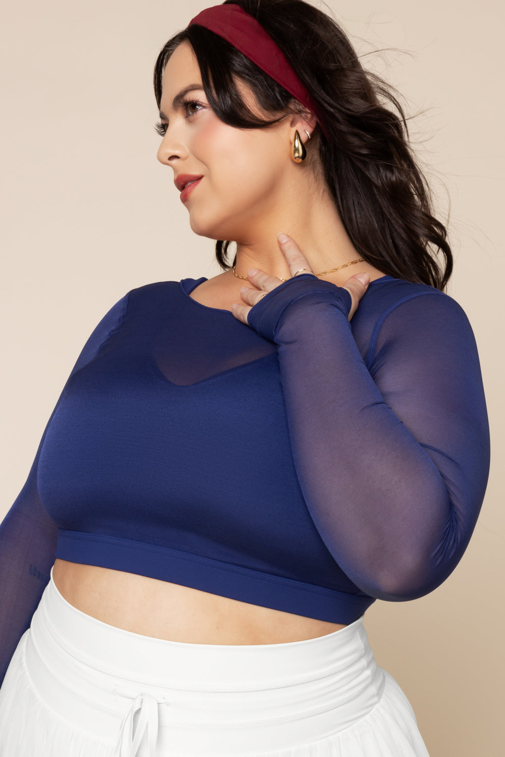 Coquette Long Sleeve Mesh Bra Sapphire