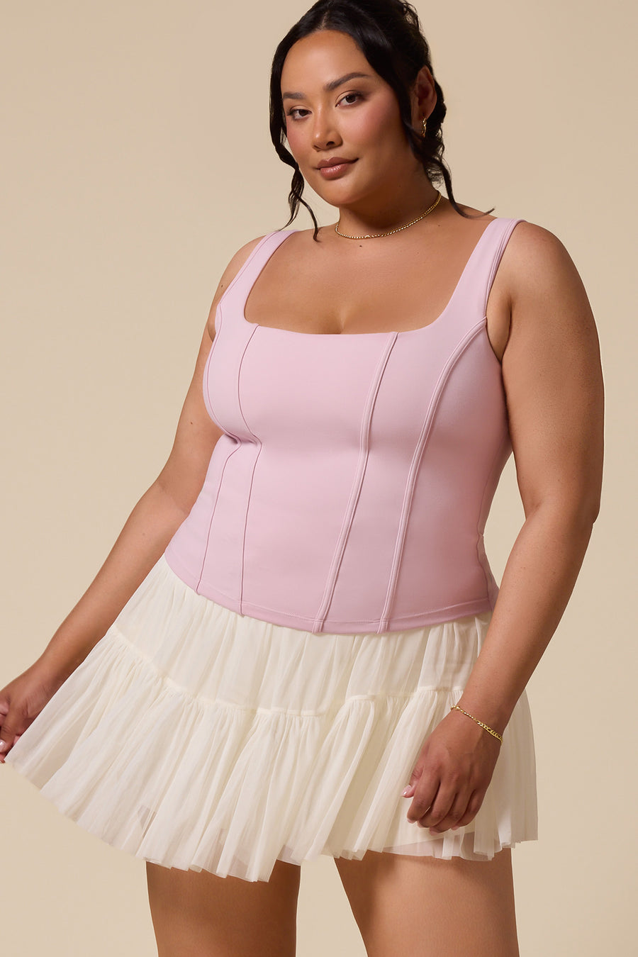 Corset Crisscross Tank - Lilac Dream