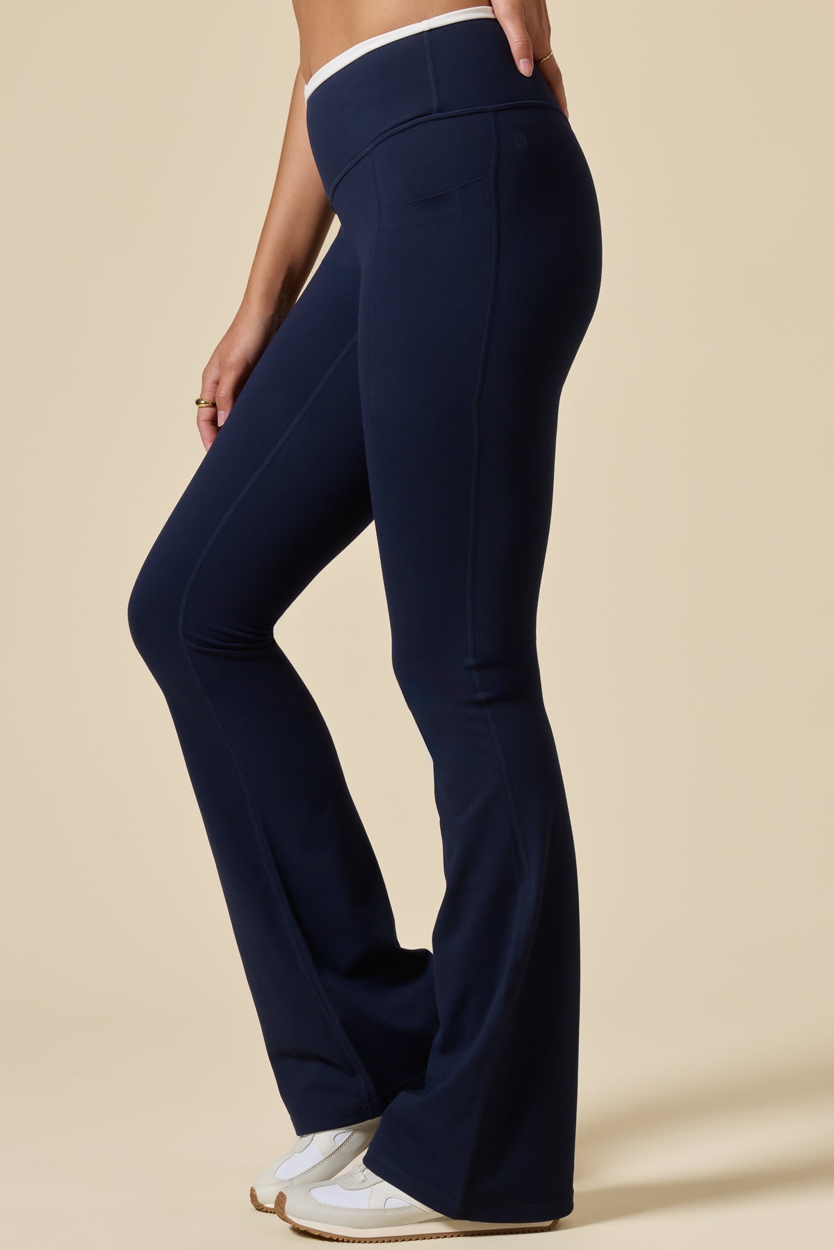 Crisscross Hourglass® Flared Legging with Pockets - Cosmic Navy Contrast