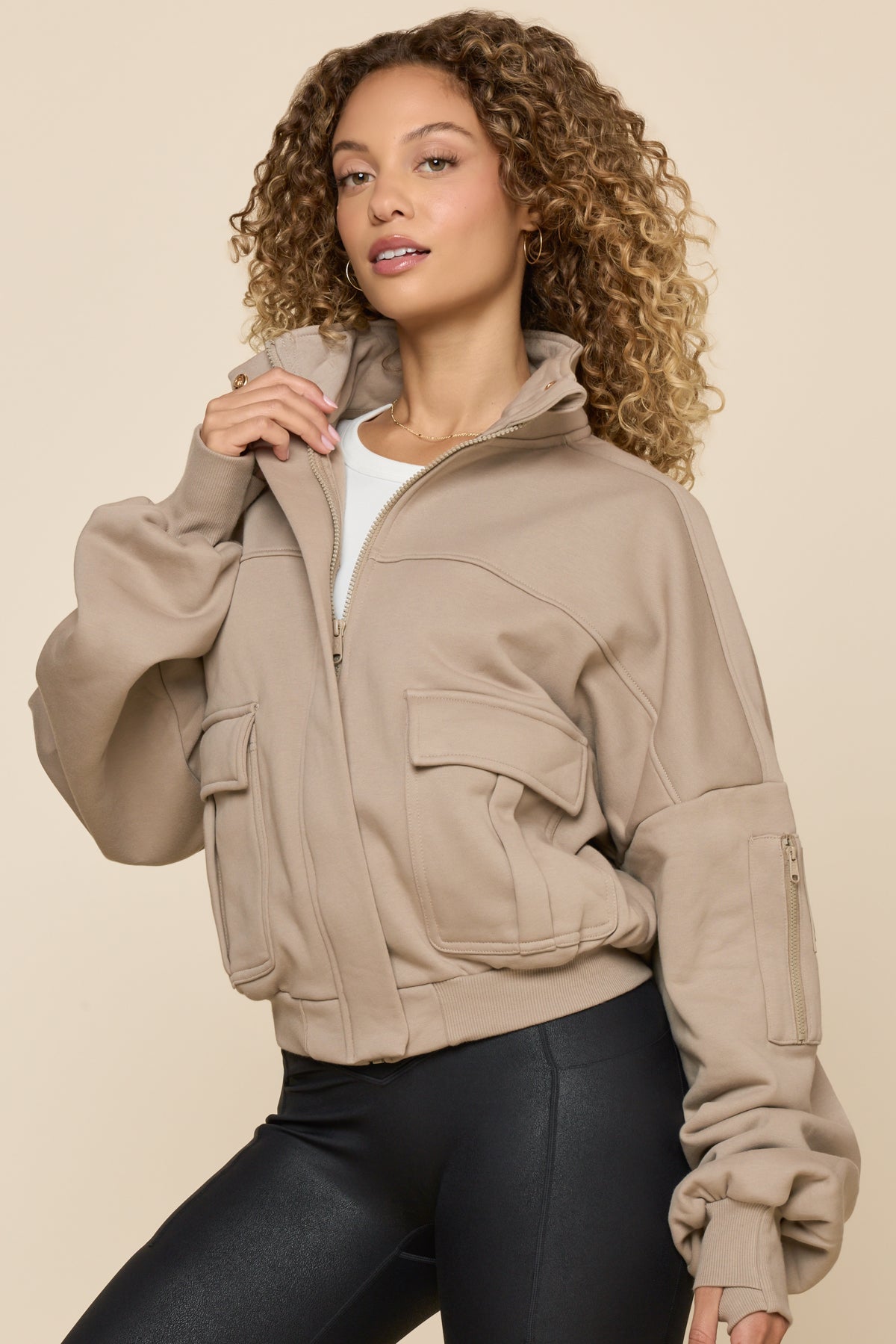 TAUPE/トープ/Diamond Pattern Bomber Jacket TAUPE/トープ/Diamond Pattern Bomber Jacket Buy Taupe Smart