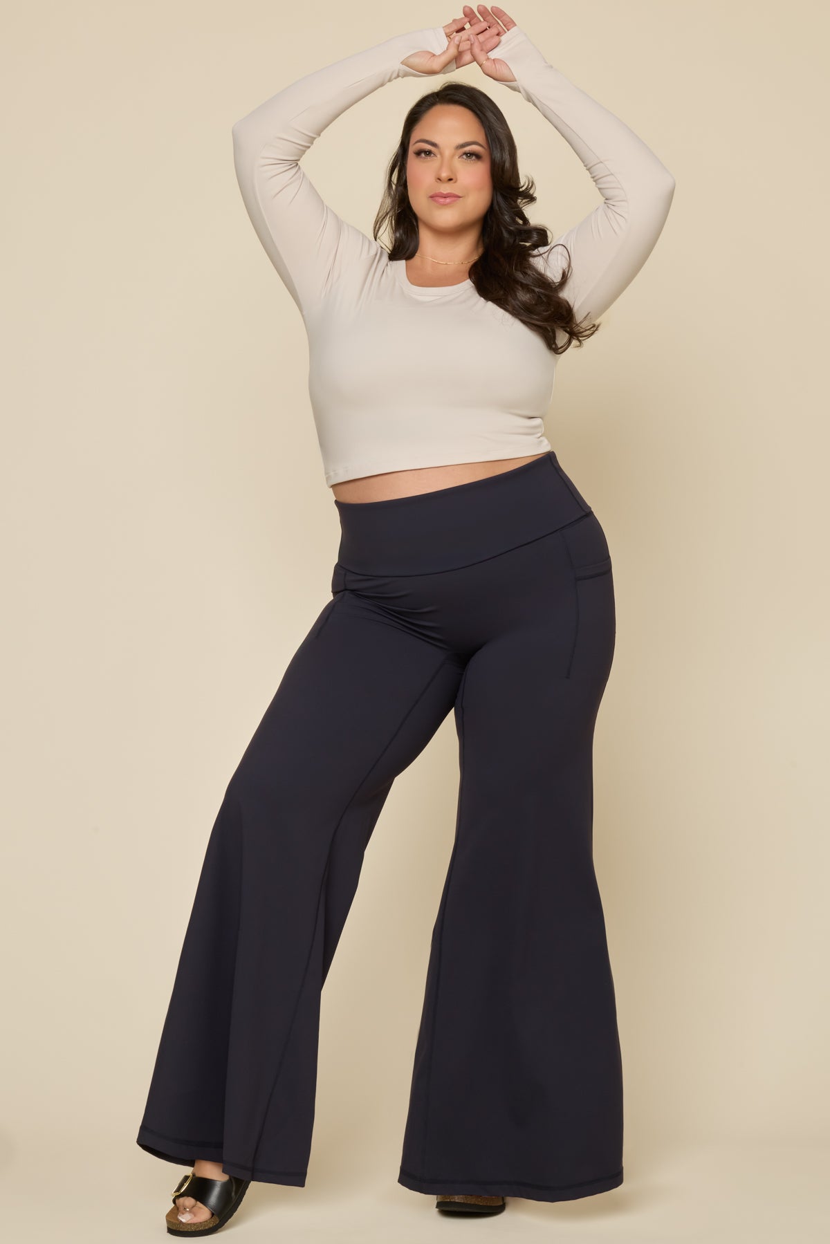 Foldover Wide Legging - Cool Black