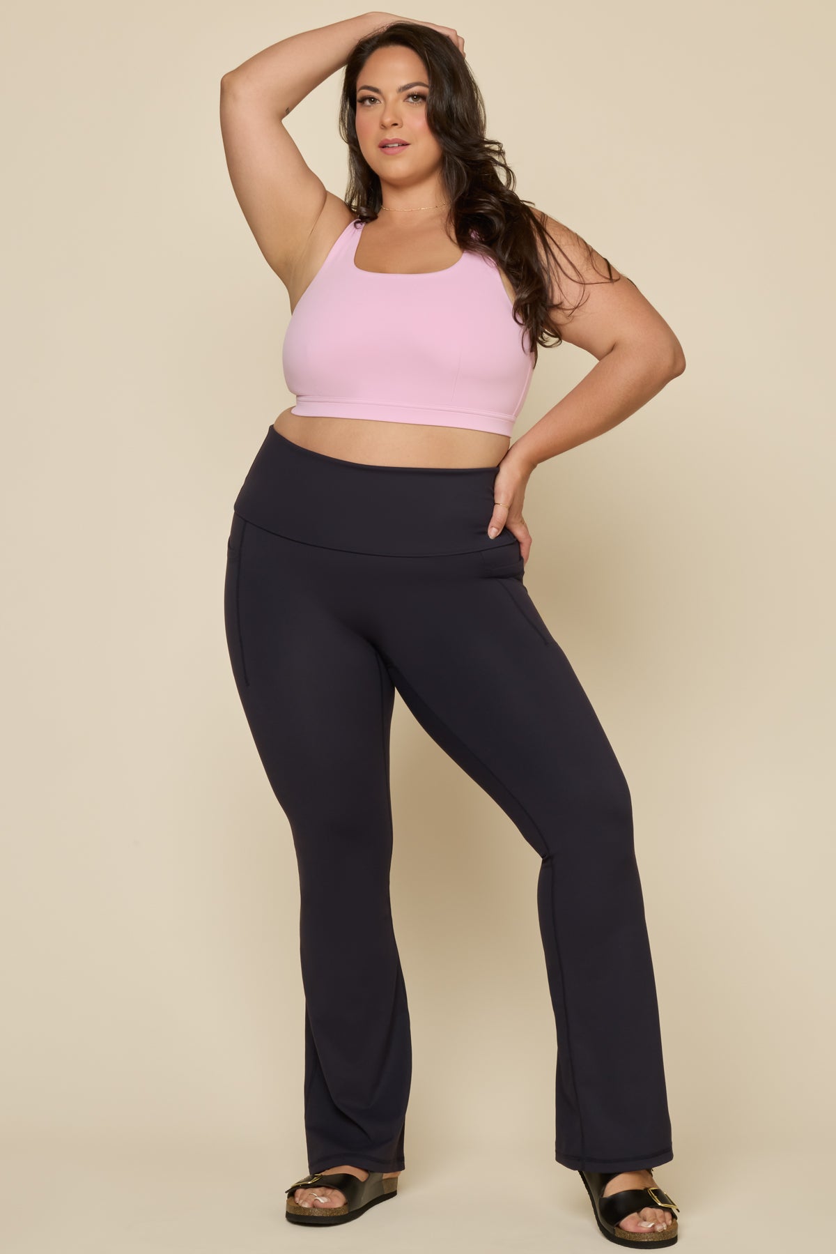 Foldover Flared Legging - Cool Black