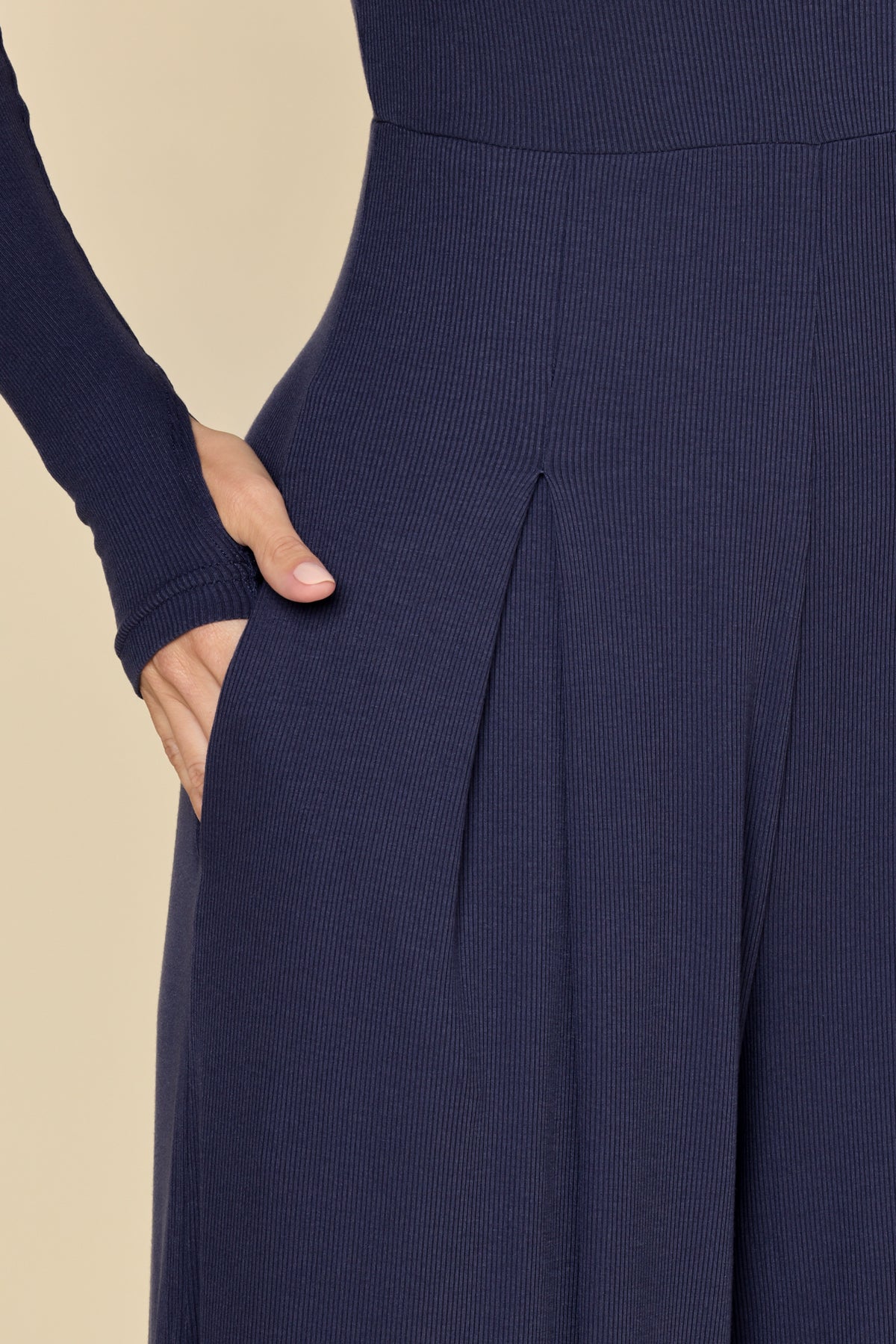 Go With The Flow Long Sleeve Jumpsuit - True Navy